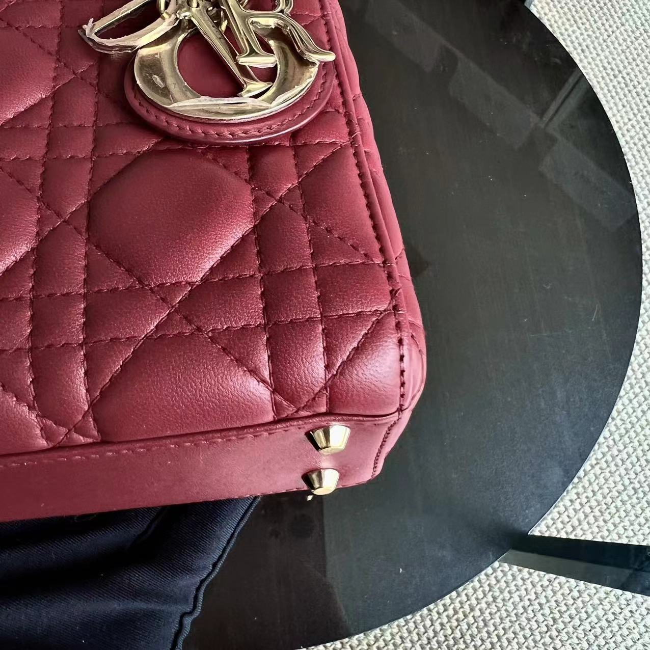 Dior Lady Mini - Cannage Lambskin Red Golden Hardware