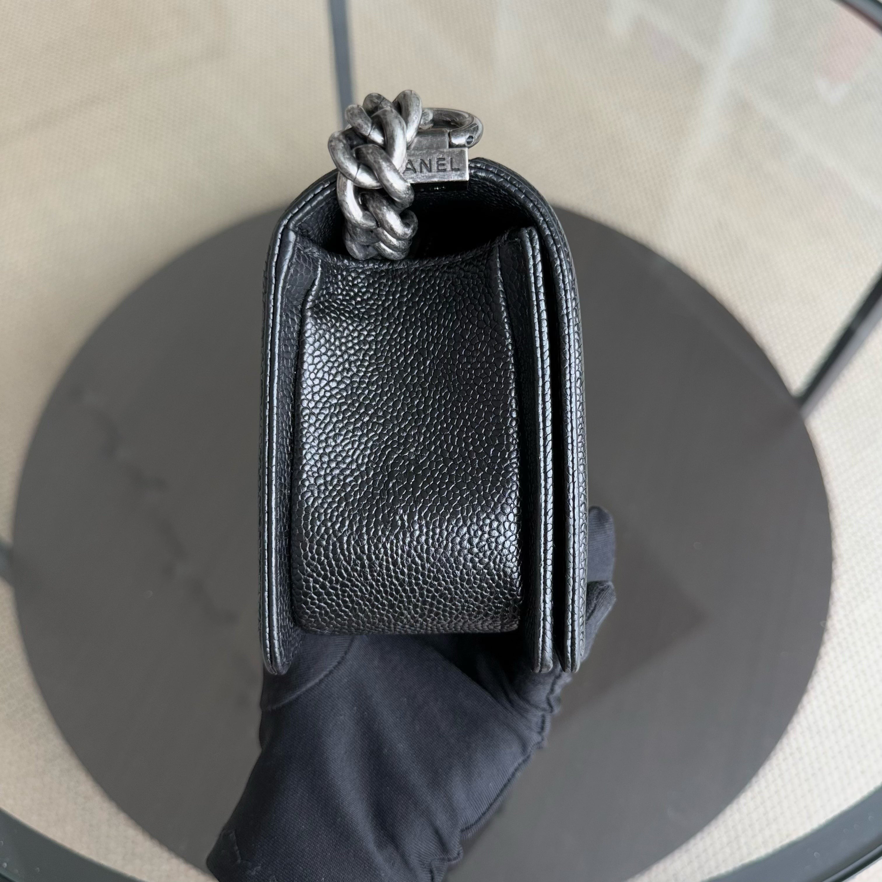 Chanel Boy Small - Caviar 20CM Quilted Black Ruthenium Silver Hardware Series 23