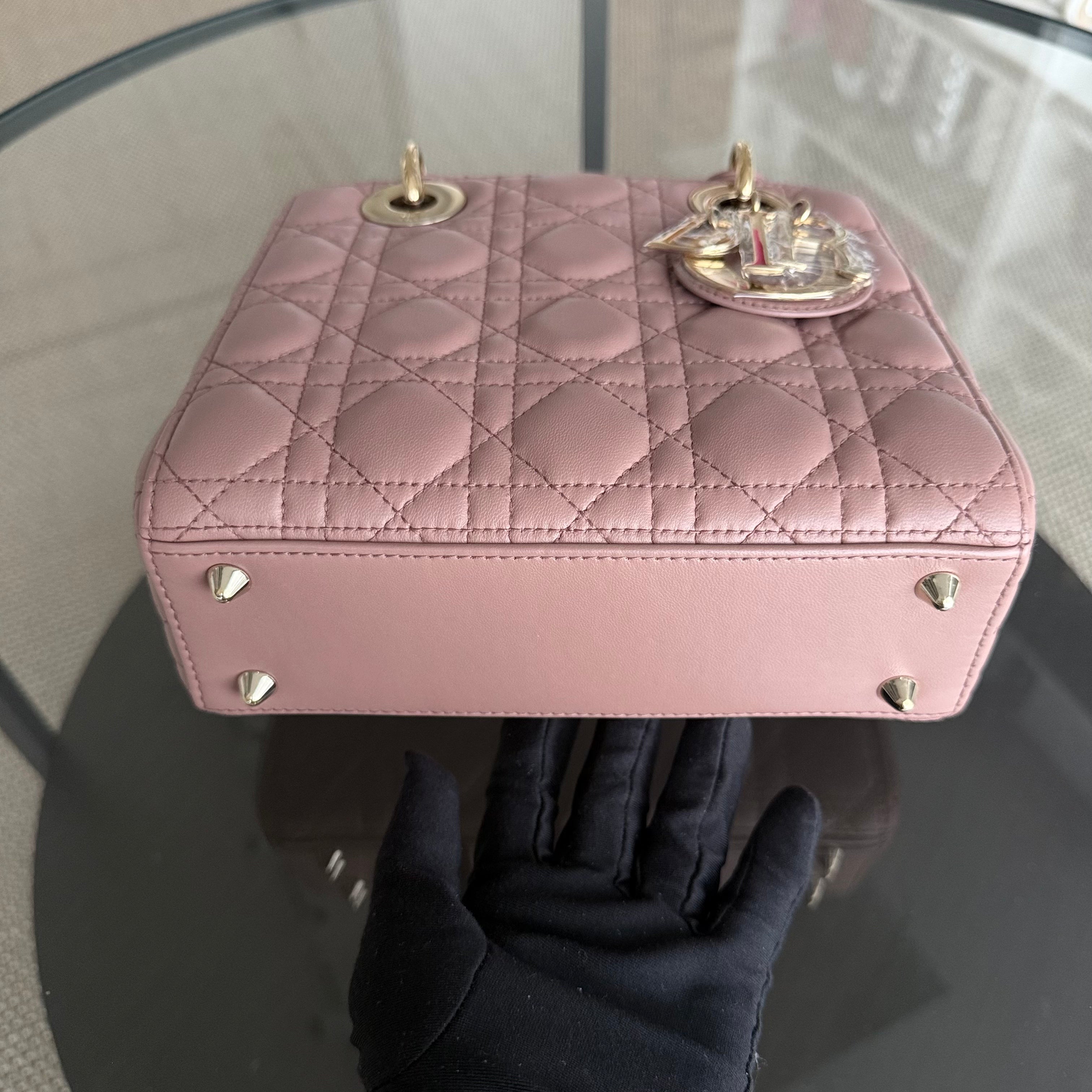 Dior Lady Small - Cannage Lambskin Blush Gold Hardware