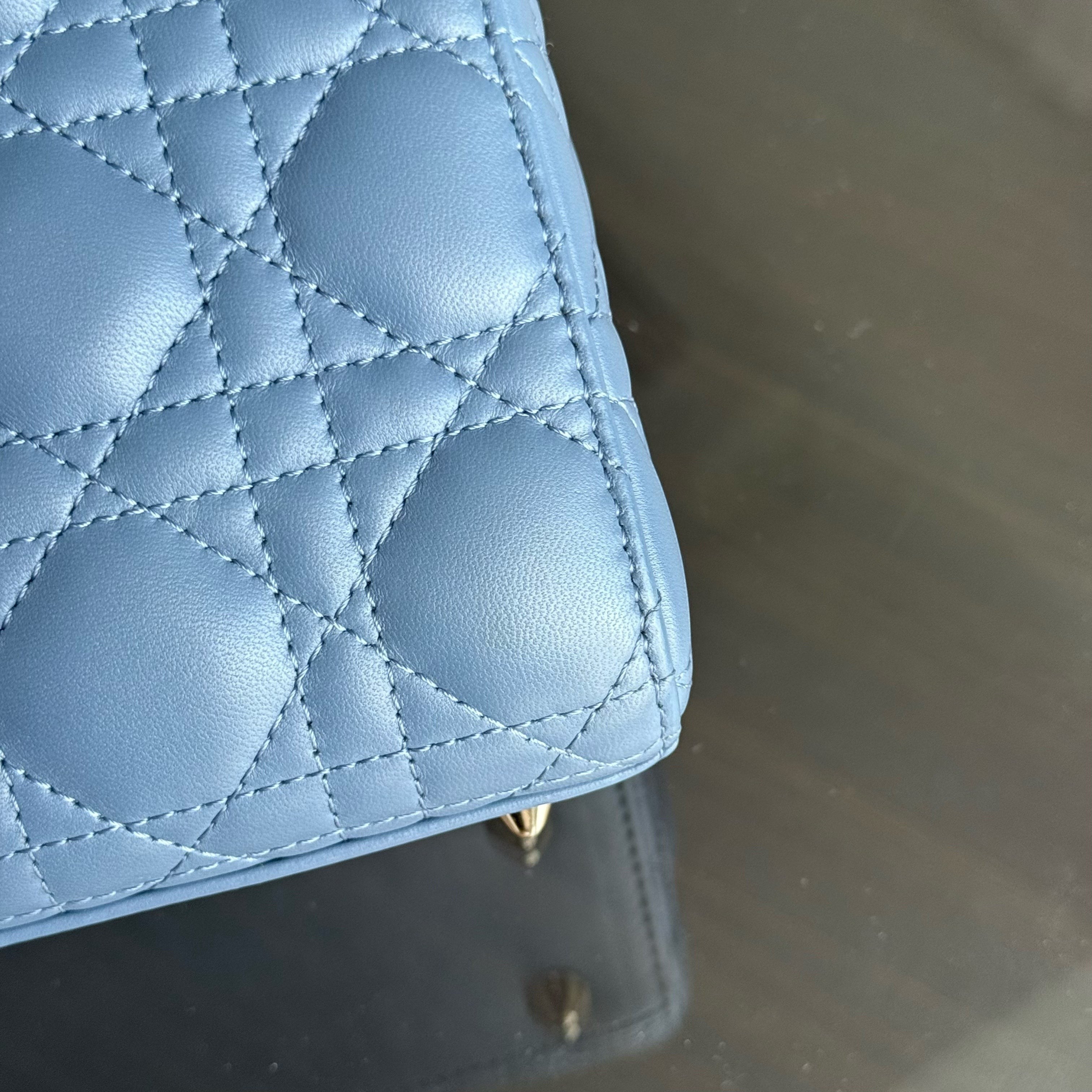 Dior Lady Small ABC Flap - Cannage Lambskin Blue Gold Hardware MyABC