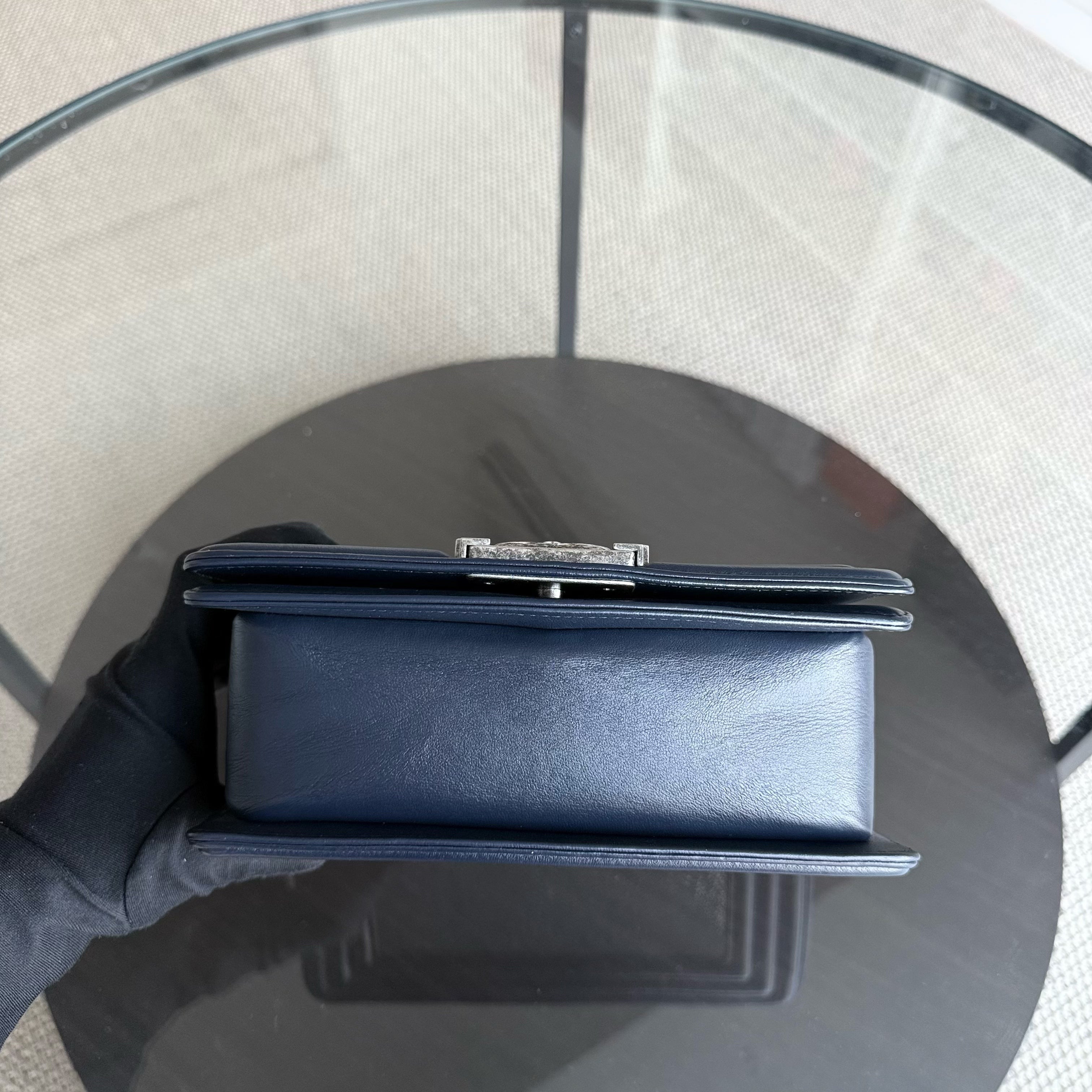 Chanel Boy Small - Small Galuchat Stingray Blue Ruthenium Silver Hardware Series 20