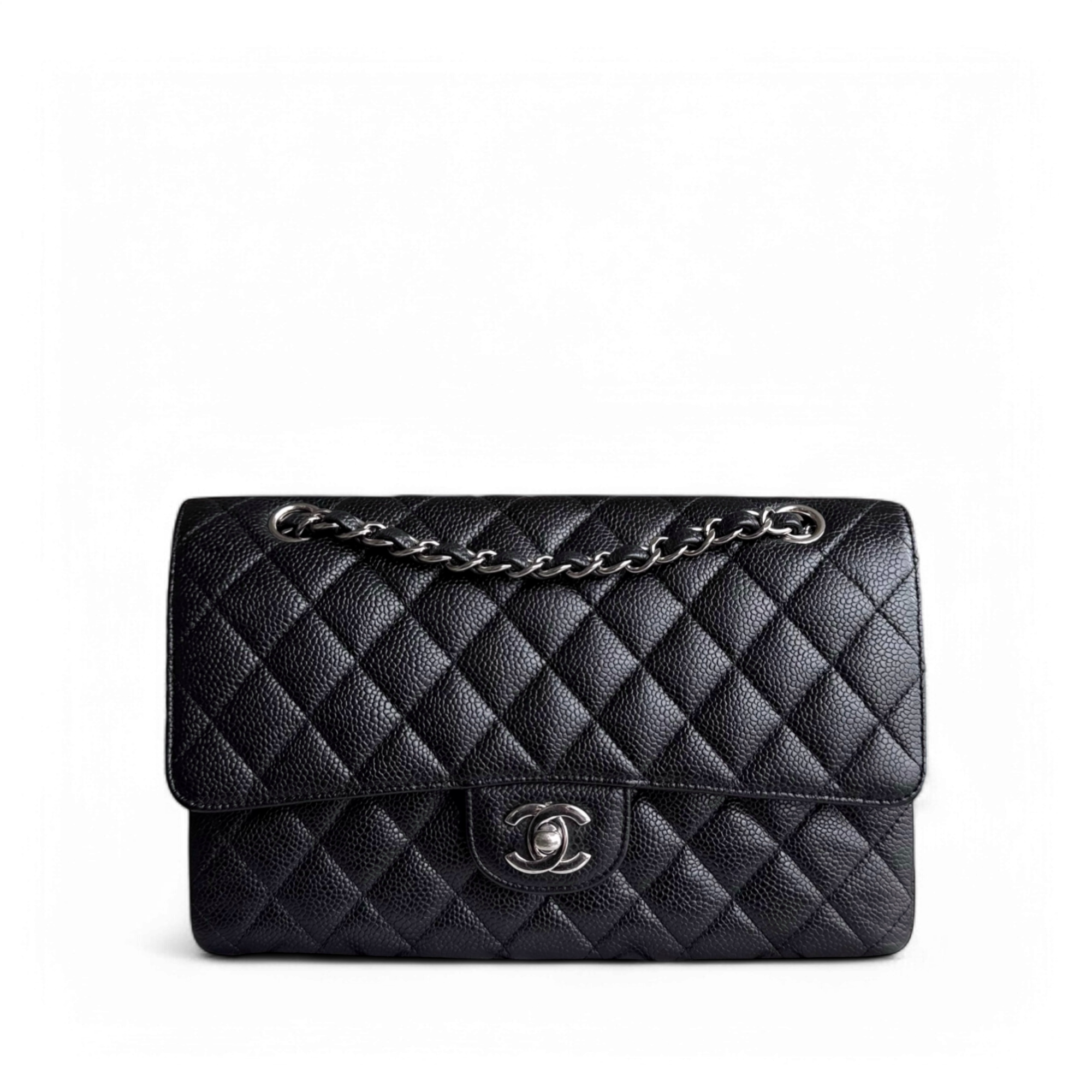 Chanel Classic Flap Medium - Caviar 25CM Quilted Black Silver Hardware Series 18