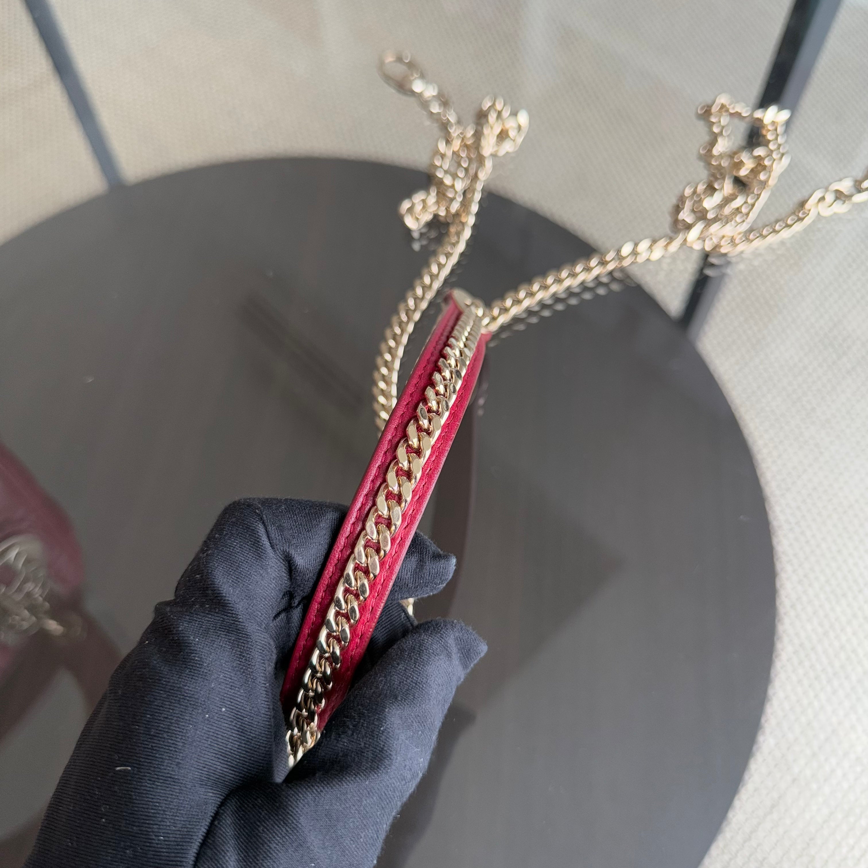 Dior Lady Mini - Cannage Lambskin Red Gold Hardware Chain Strap