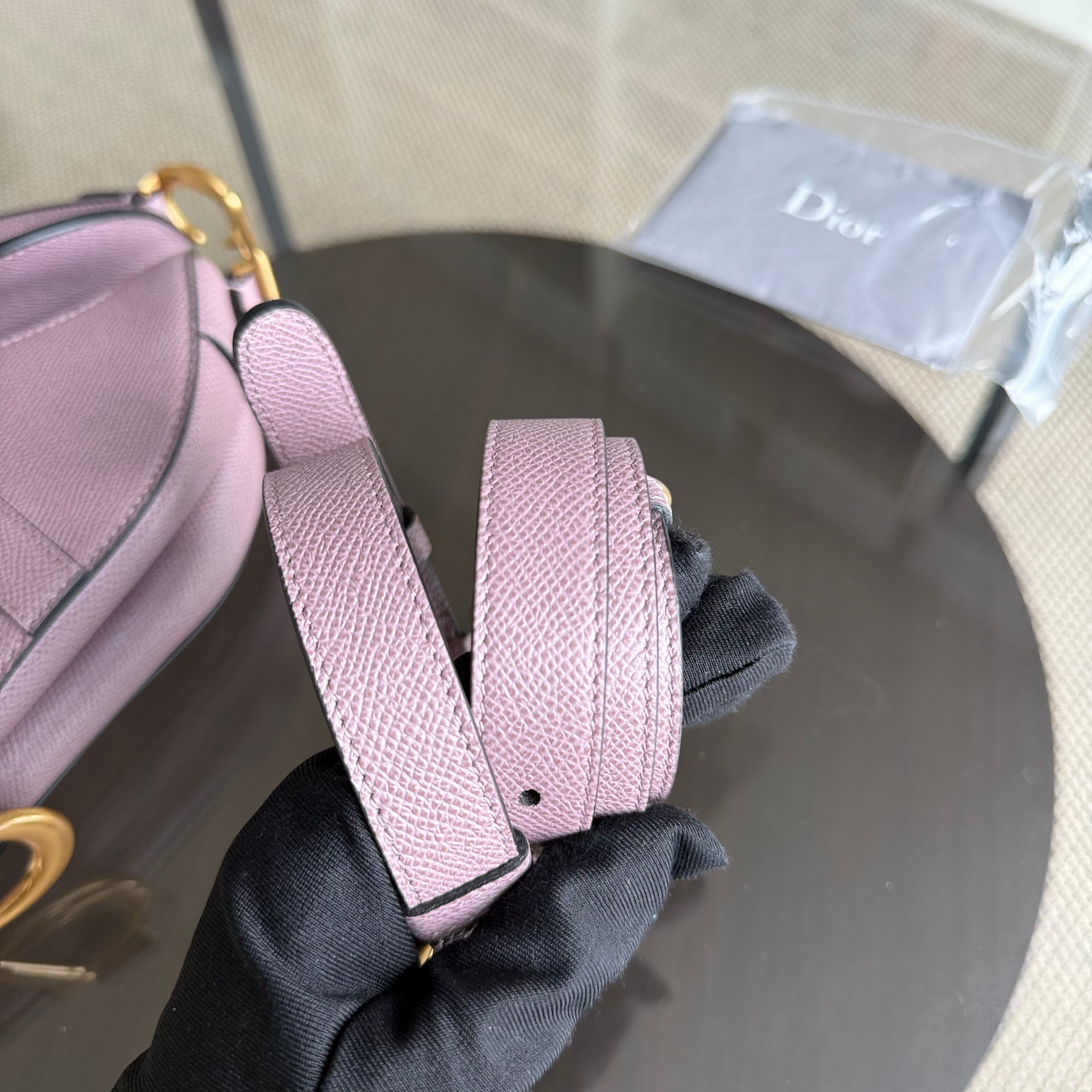 Dior Saddle Small - Grained Calfskin Adjustable Starp Nude Pink Gold Hardware