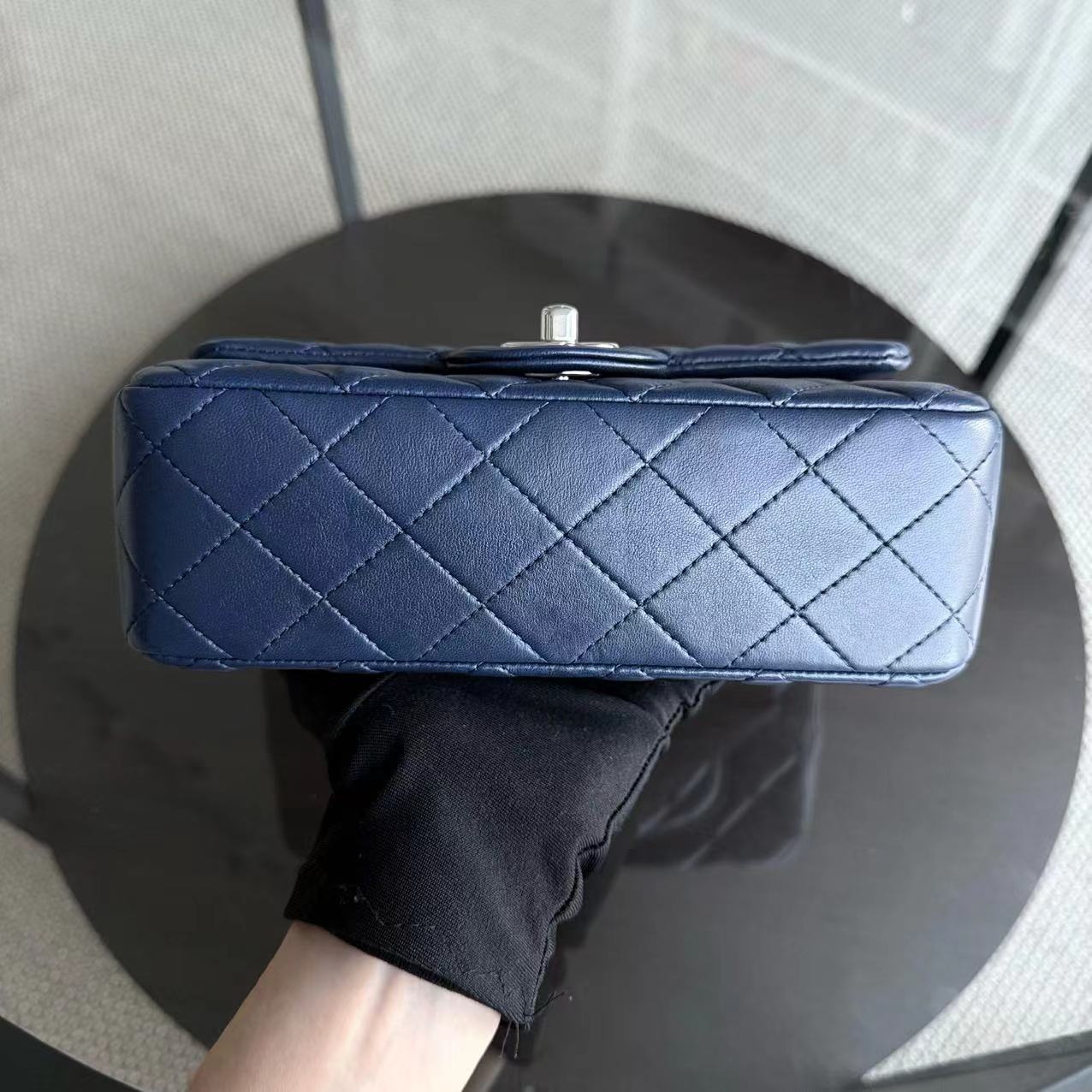 Chanel Classic Flap Mini Rectangle Quilted Lambskin Dark Navy Blue Series 28