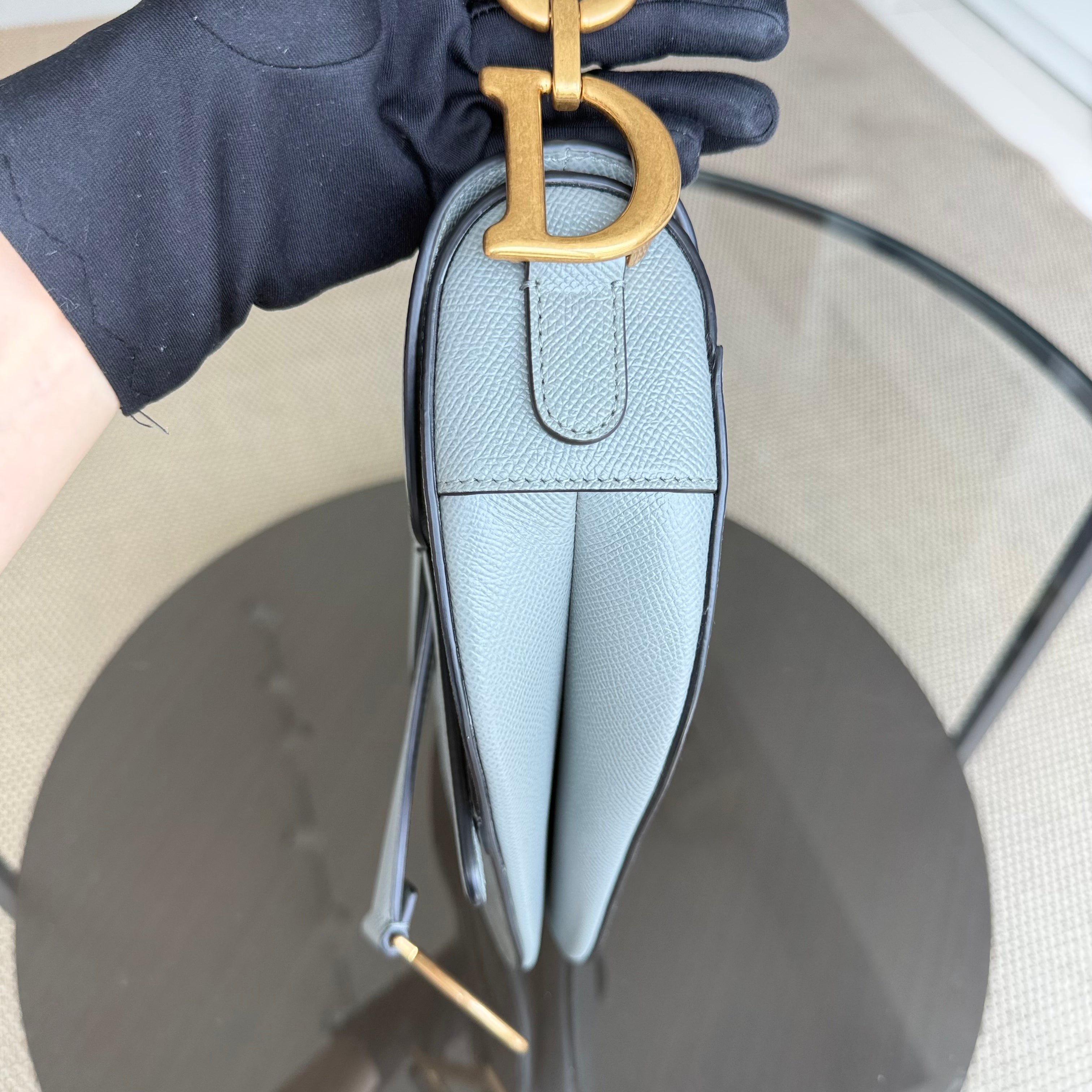 Dior Saddle Medium - Grained Calfskin Haze Blue Gold Hardware