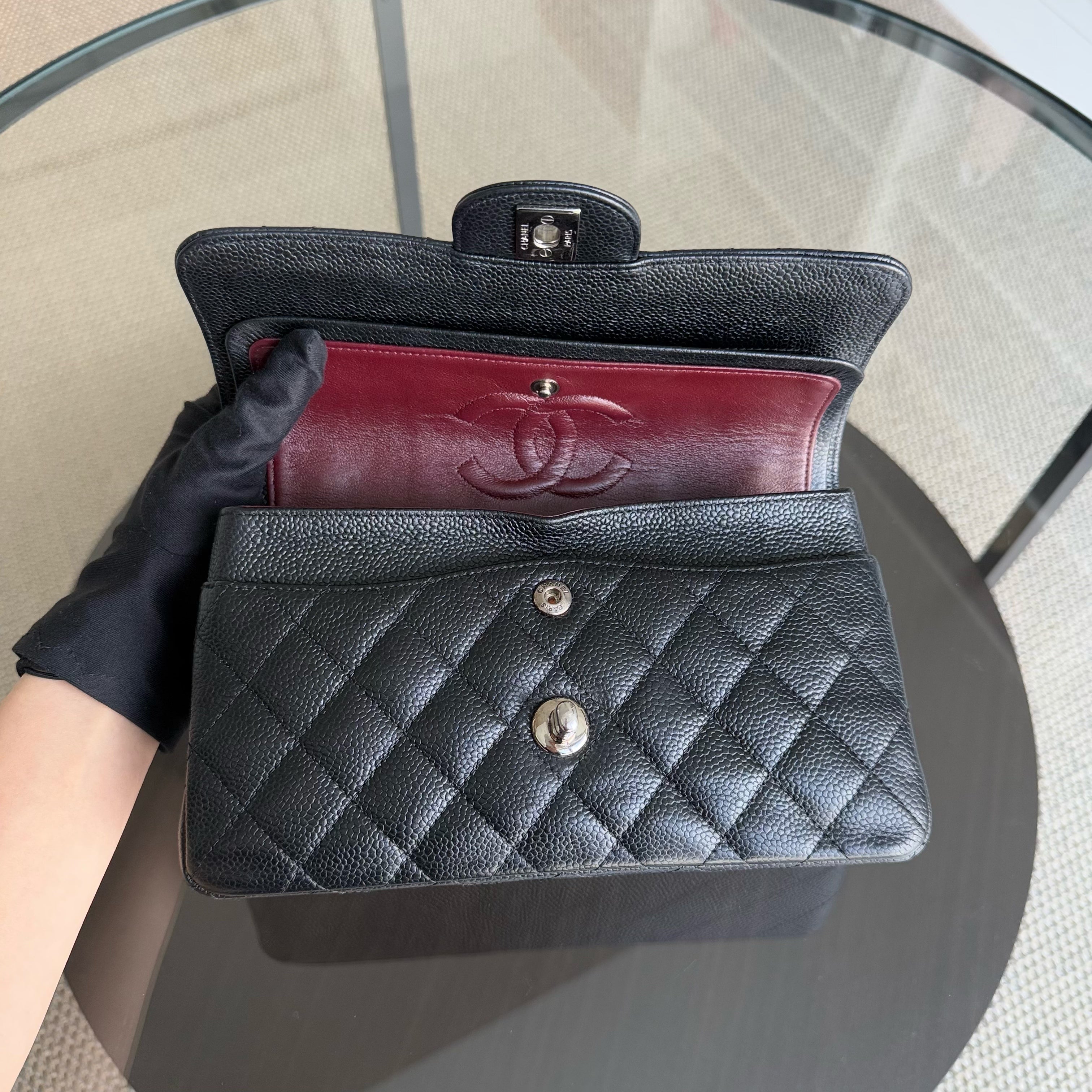 Chanel Classic Flap Small - Caviar 23CM Quilted Black Silver Hardware Series 15