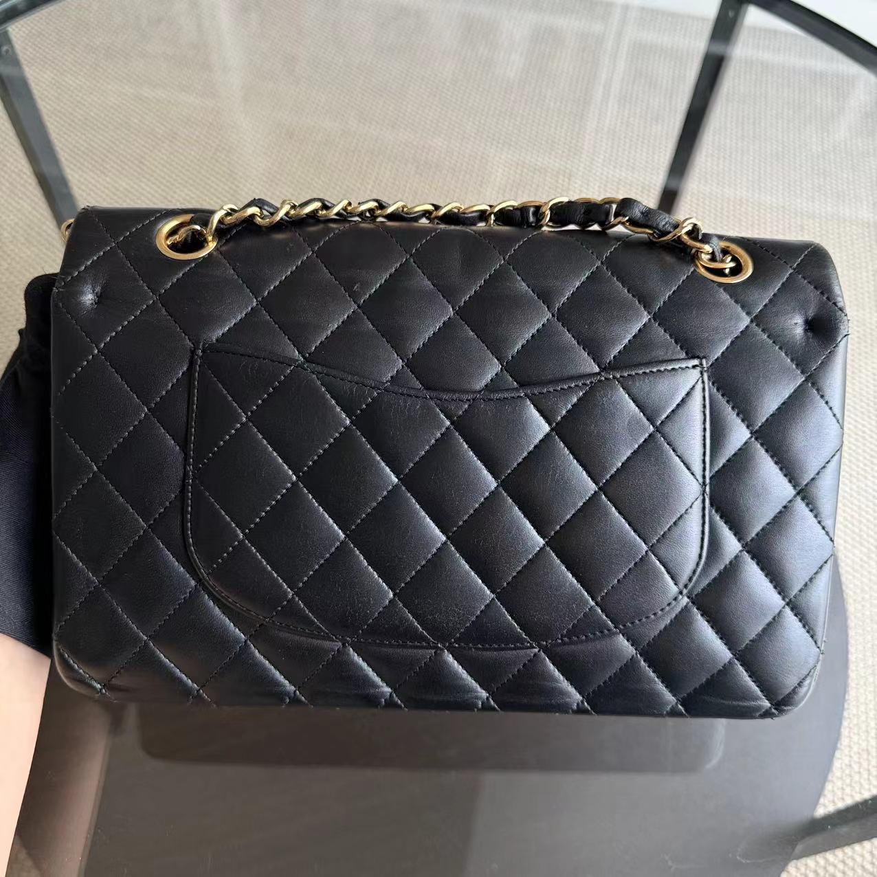 Chanel Classic Flap Medium - Quilted Lambskin Black Gold Hardware Series 14