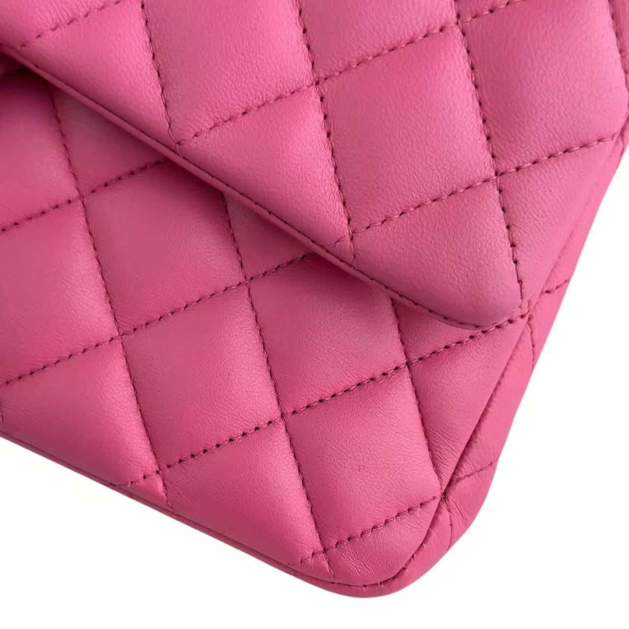 Chanel Classic Flap Medium - Quilted Lambskin Hot Pink Gold Hardware Series 18