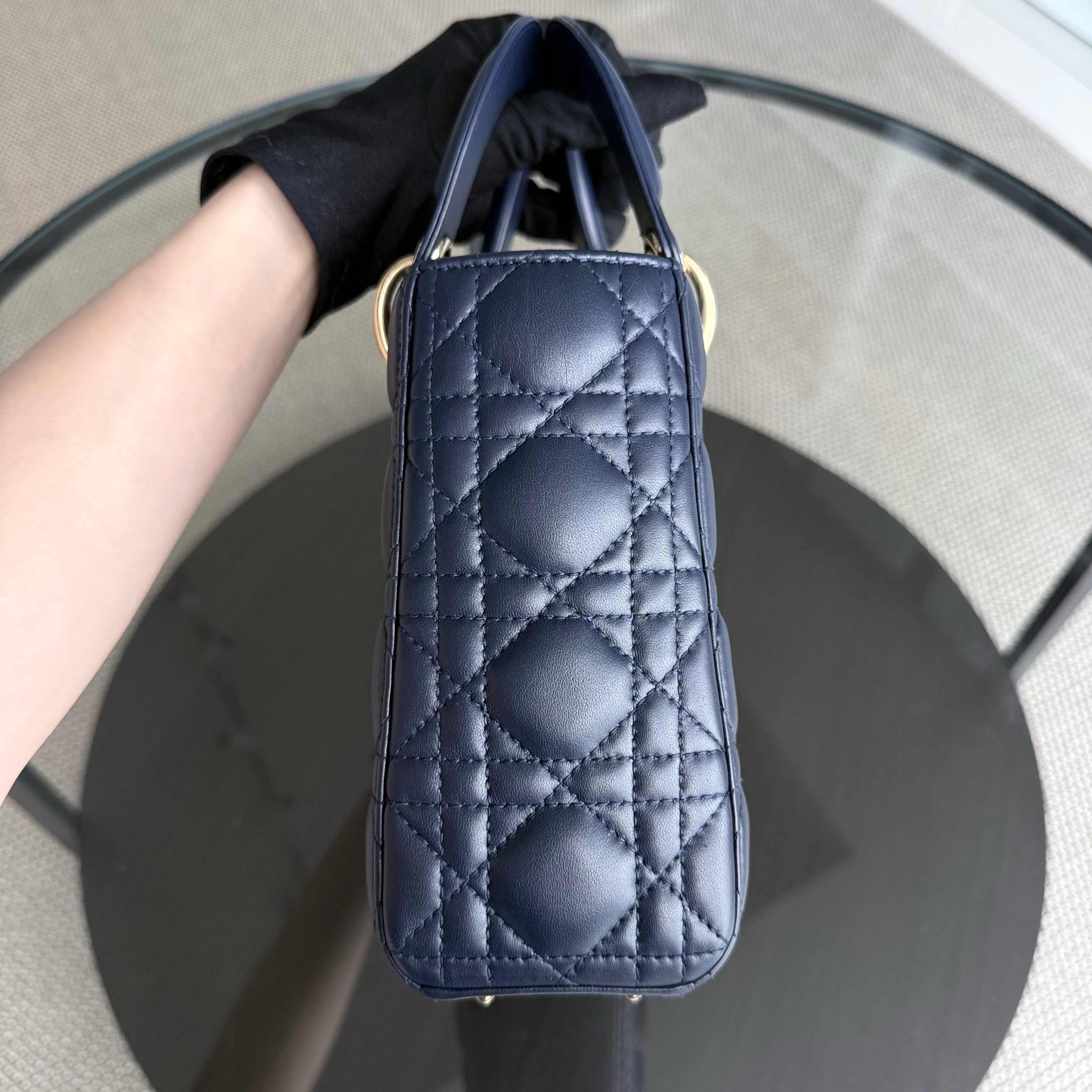 Dior Lady Small MyABC - Cannage Lambskin ABC Dark Navy Blue Gold Hardware