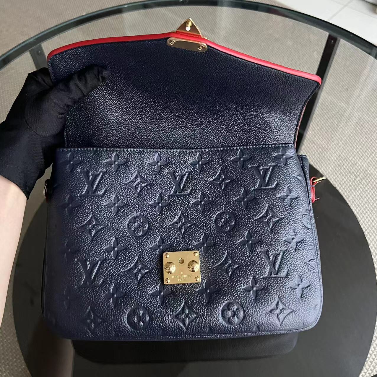 LV Pochette Metis Calfskin Empreinte Marine Rouge Golden Hardware Louis Vuitton