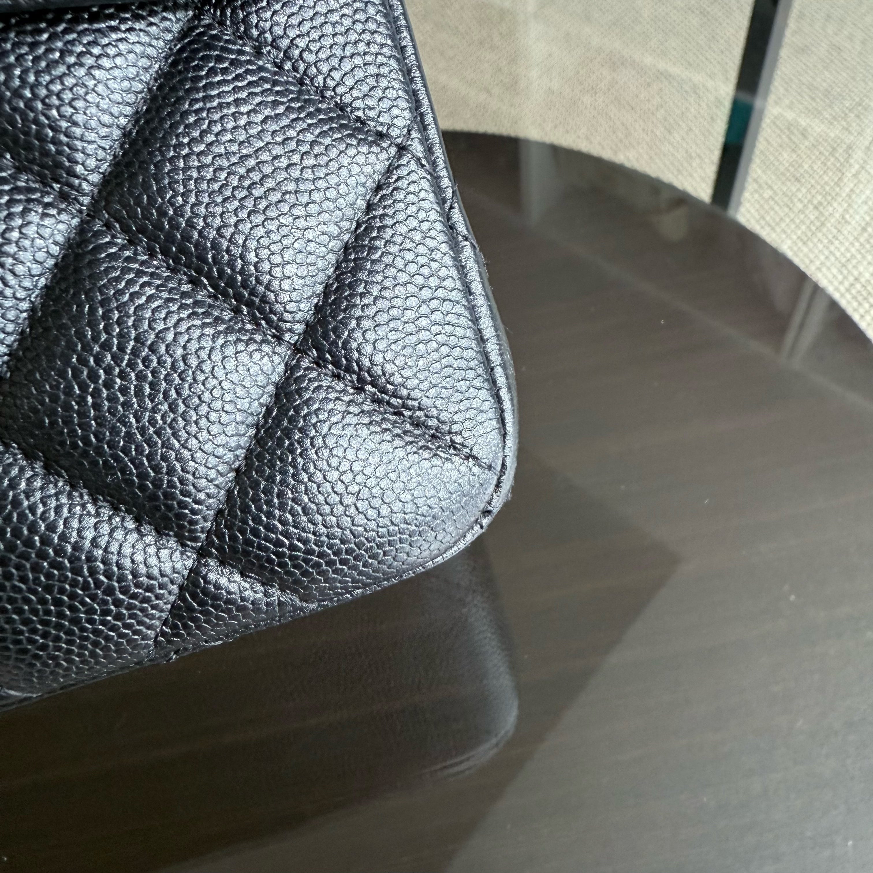 Chanel Classic Flap Small - Caviar 23CM Quilted Iridescent Black Silver Hardware Series 24