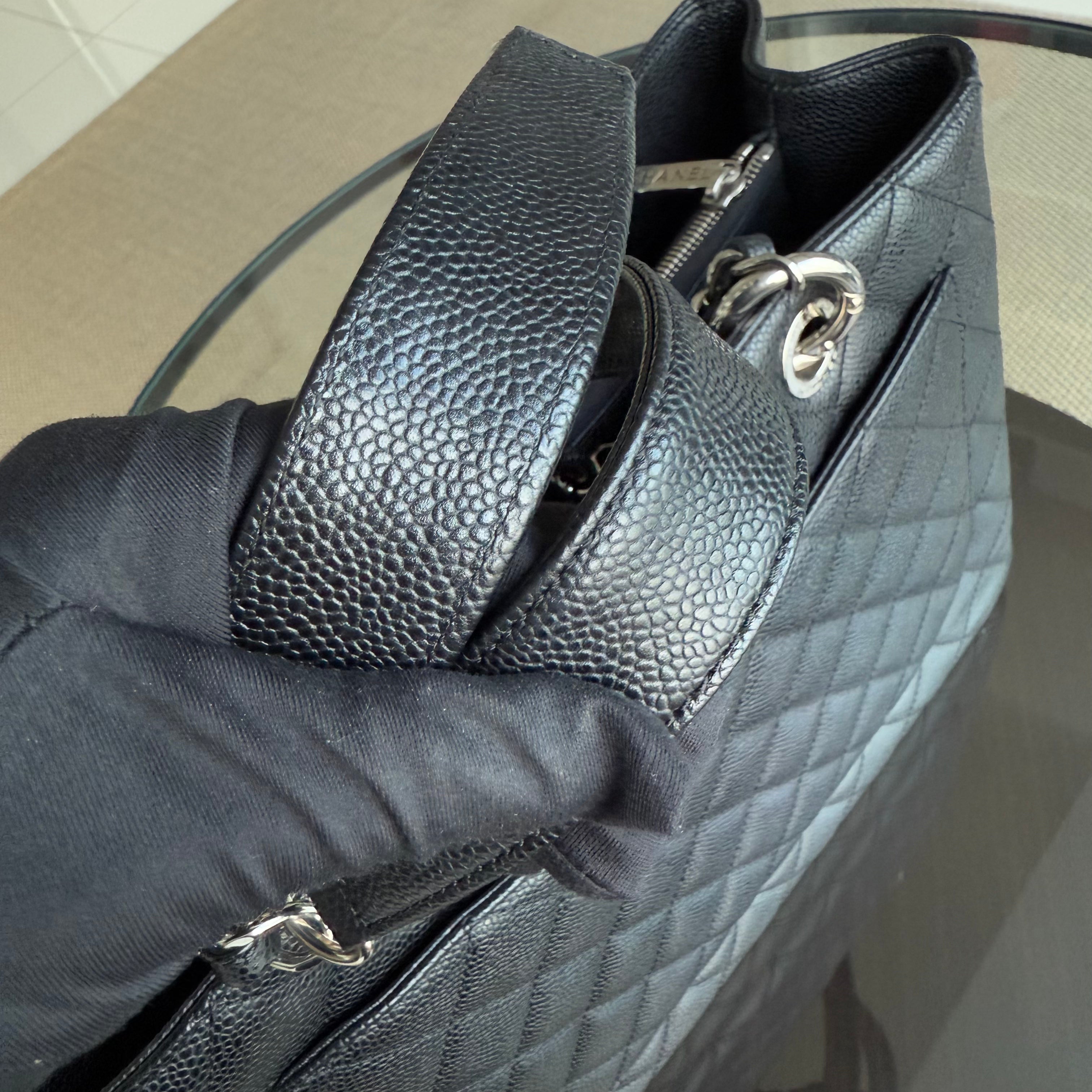 Chanel GST Grand Shopping Tote - Caviar Quilted Black Silver Hardware Series 18