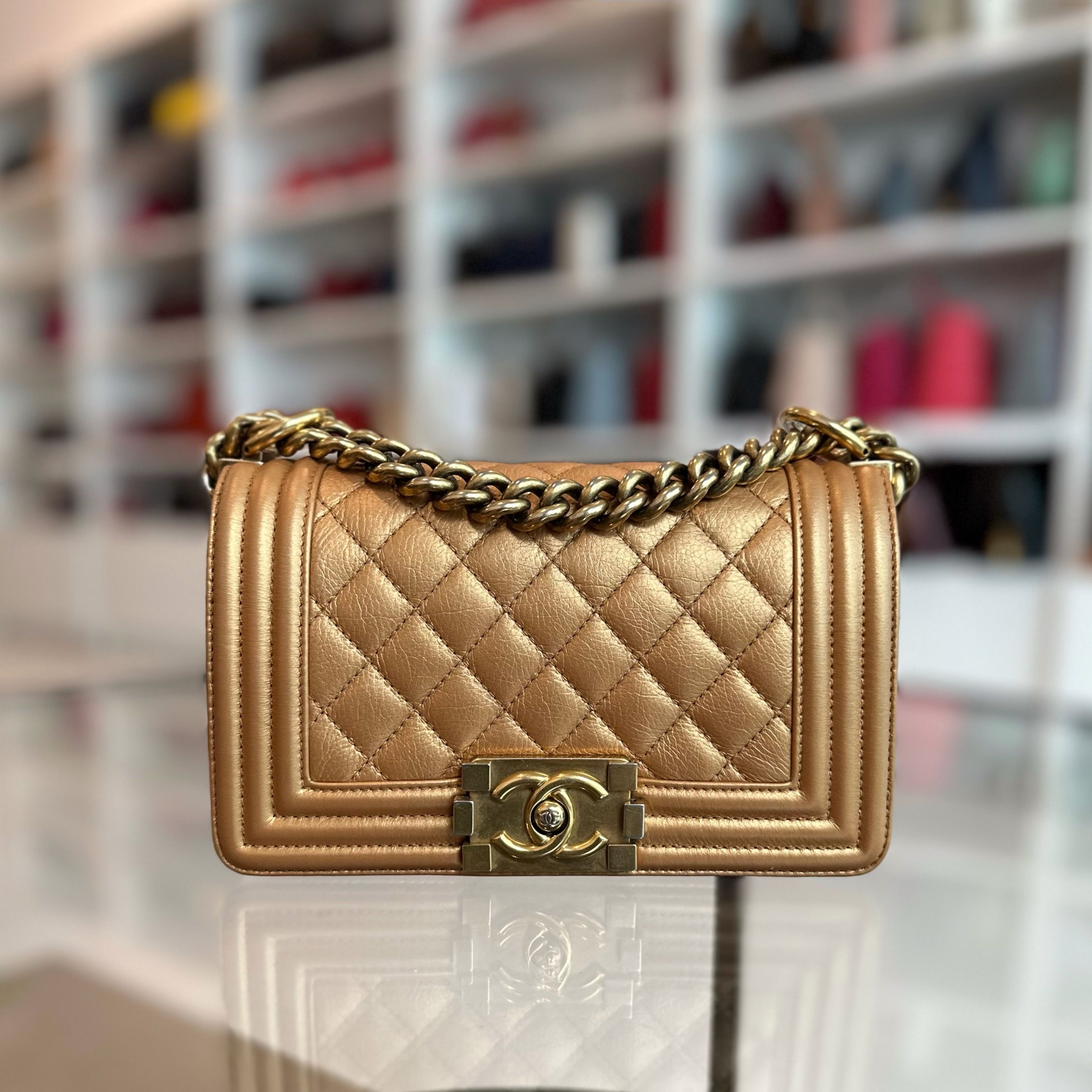 *Calfskin* Chanel Boy Small Calfskin Gold GHW No 20 - Luxury Evermore