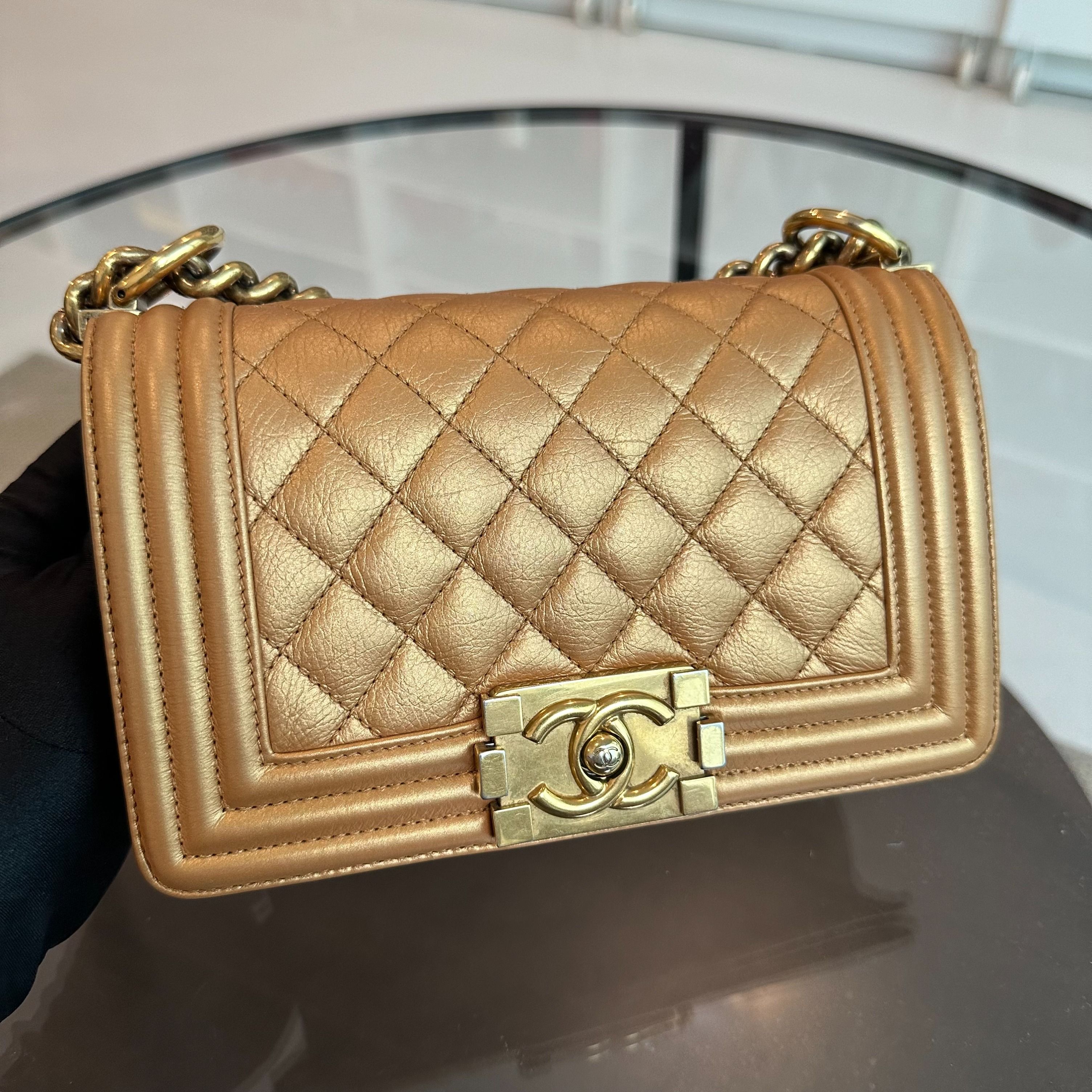 *Calfskin* Chanel Boy Small Calfskin Gold GHW No 20 - Luxury Evermore