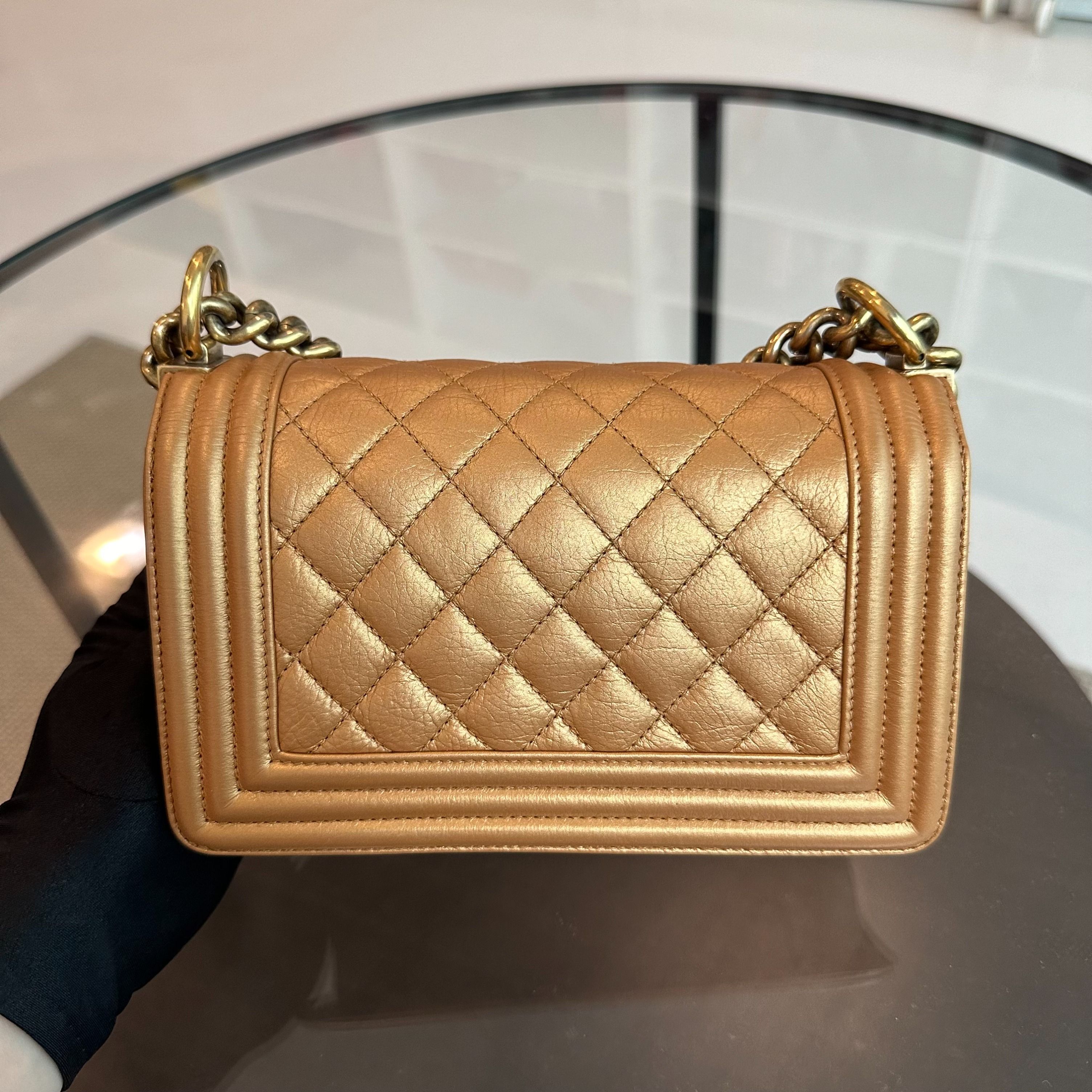 *Calfskin* Chanel Boy Small Calfskin Gold GHW No 20 - Luxury Evermore