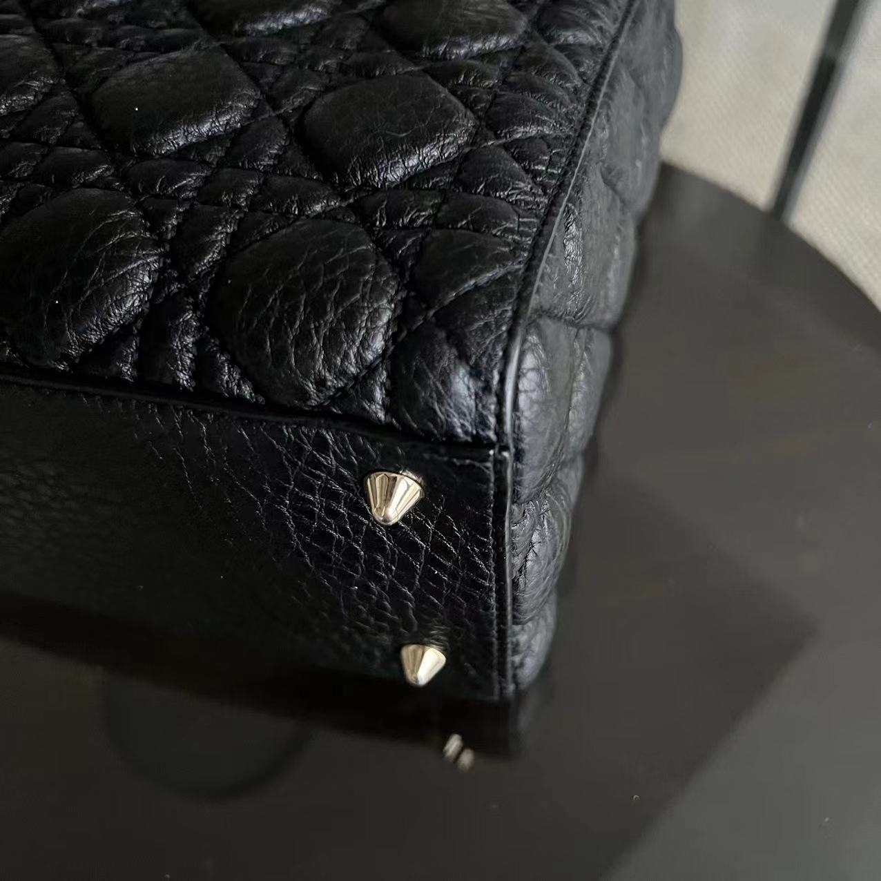 *Calfskin, Flap Version* Dior Lady Medium Cannage Grained Calfskin Black Golden Hardware - Luxury Evermore