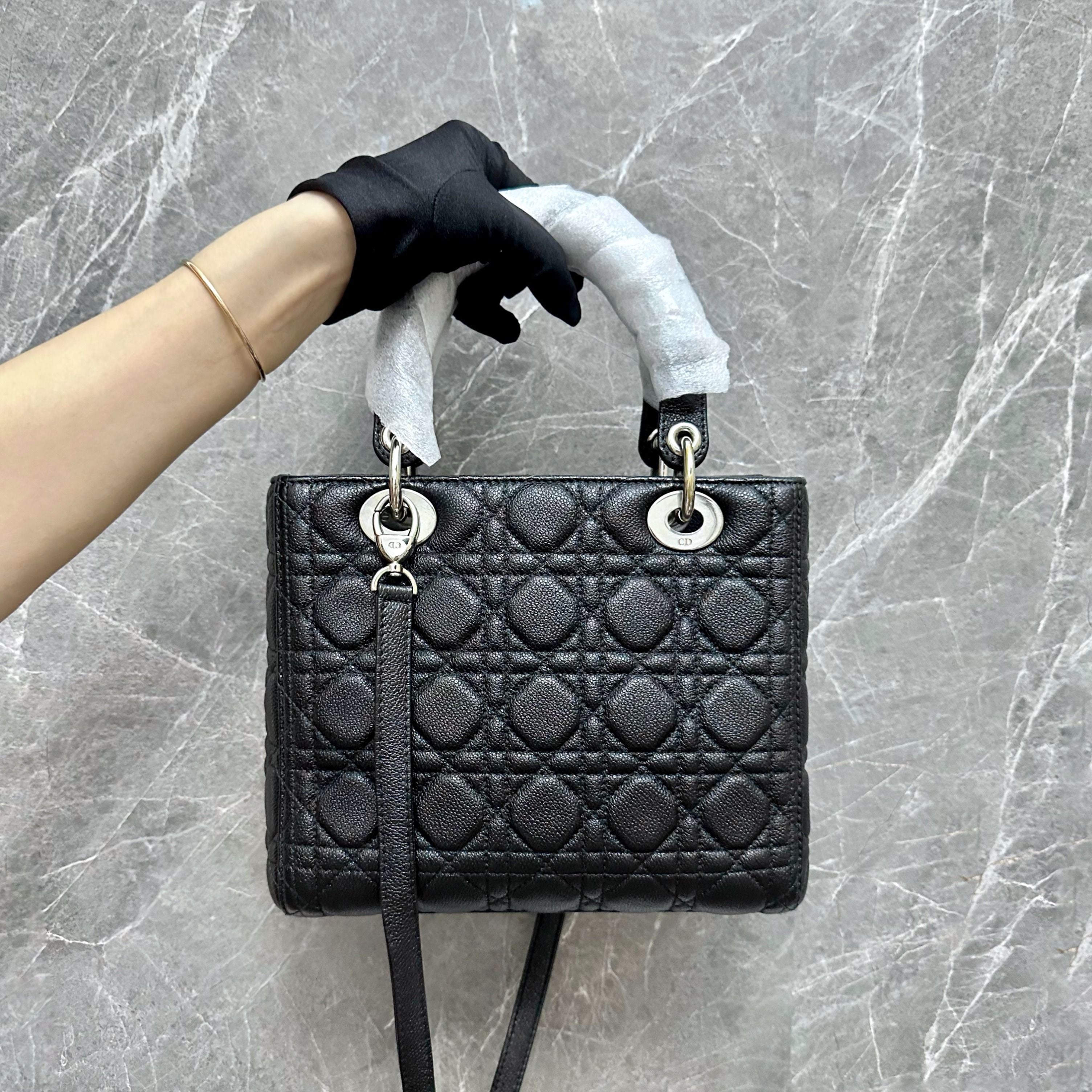 *Caviar* Dior Lady Medium Calfskin Black SHW - Luxury Evermore