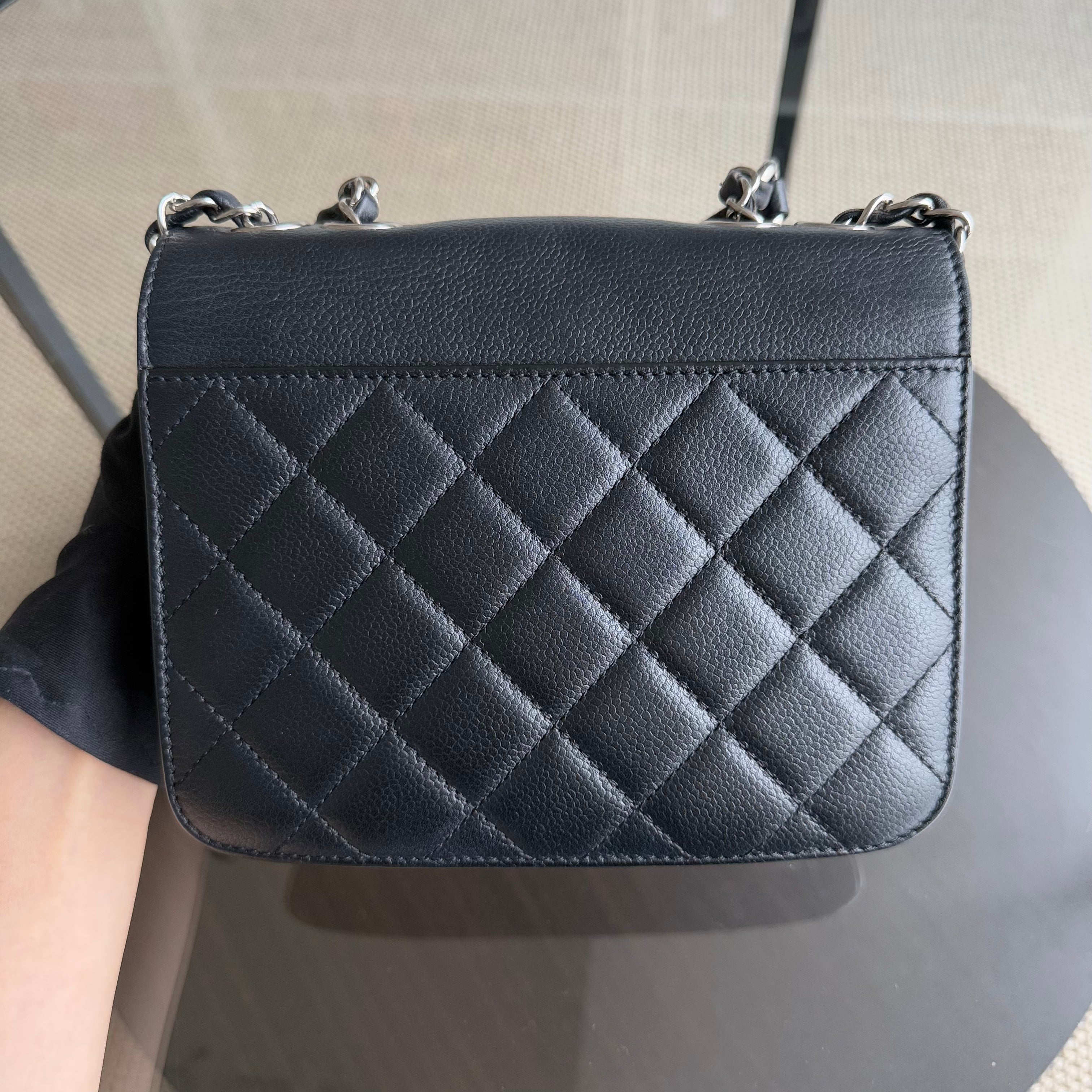 Chanel Small CC Box Flap - Quilted Calfskin Black Silver Hardware Series 24