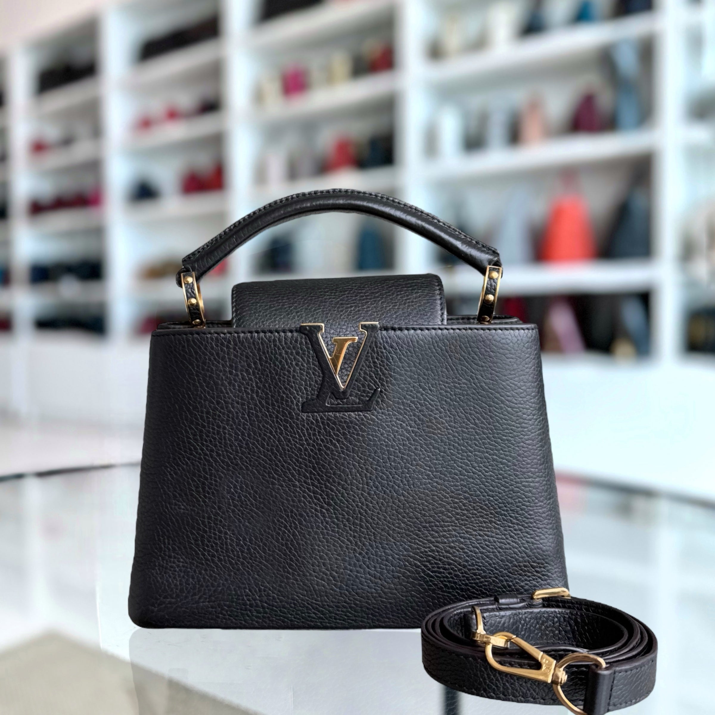 Louis Vuitton Capucines BB - Taurillon Grained Calfskin Black Gold Hardware