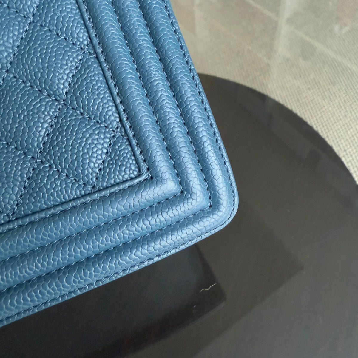 Chanel Boy Medium - Caviar 25CM Quilted Blue Gold Hardware Series 23 (Copy)