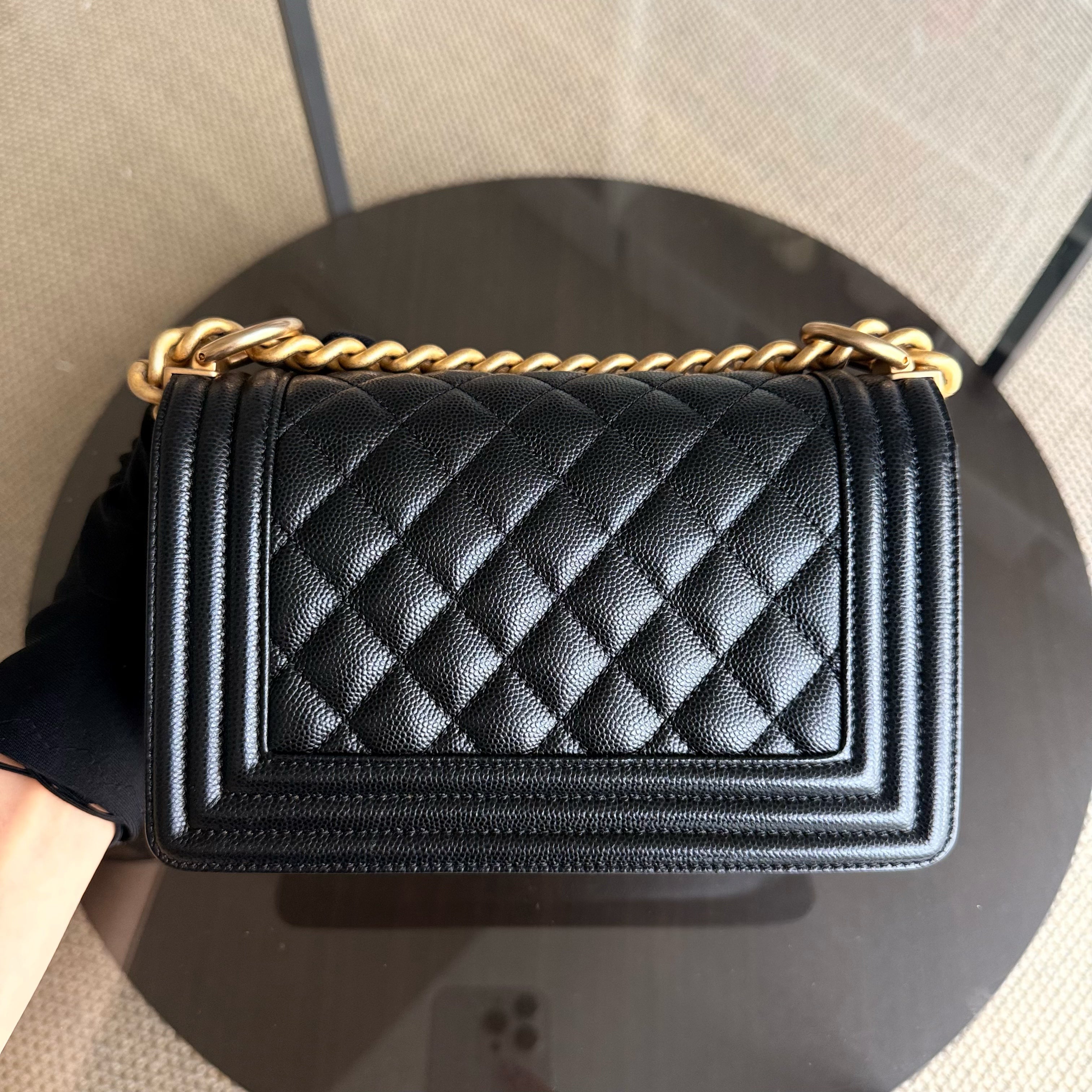 Chanel Boy Small - Caviar 20CM Quilted Black Gold Hardware Series 28