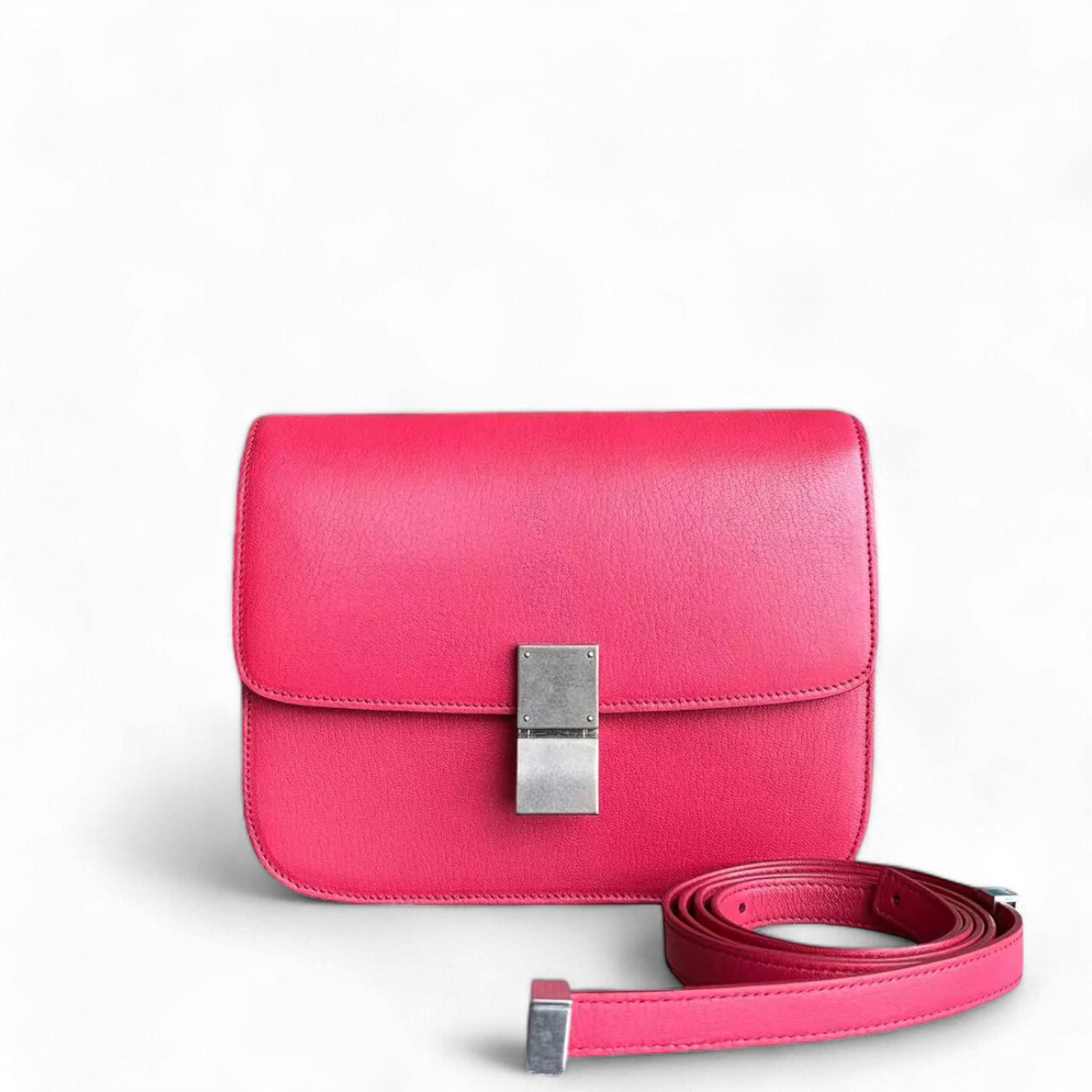 Celine Box Medium - Grained Calfskin Hot Pink Silver Hardware