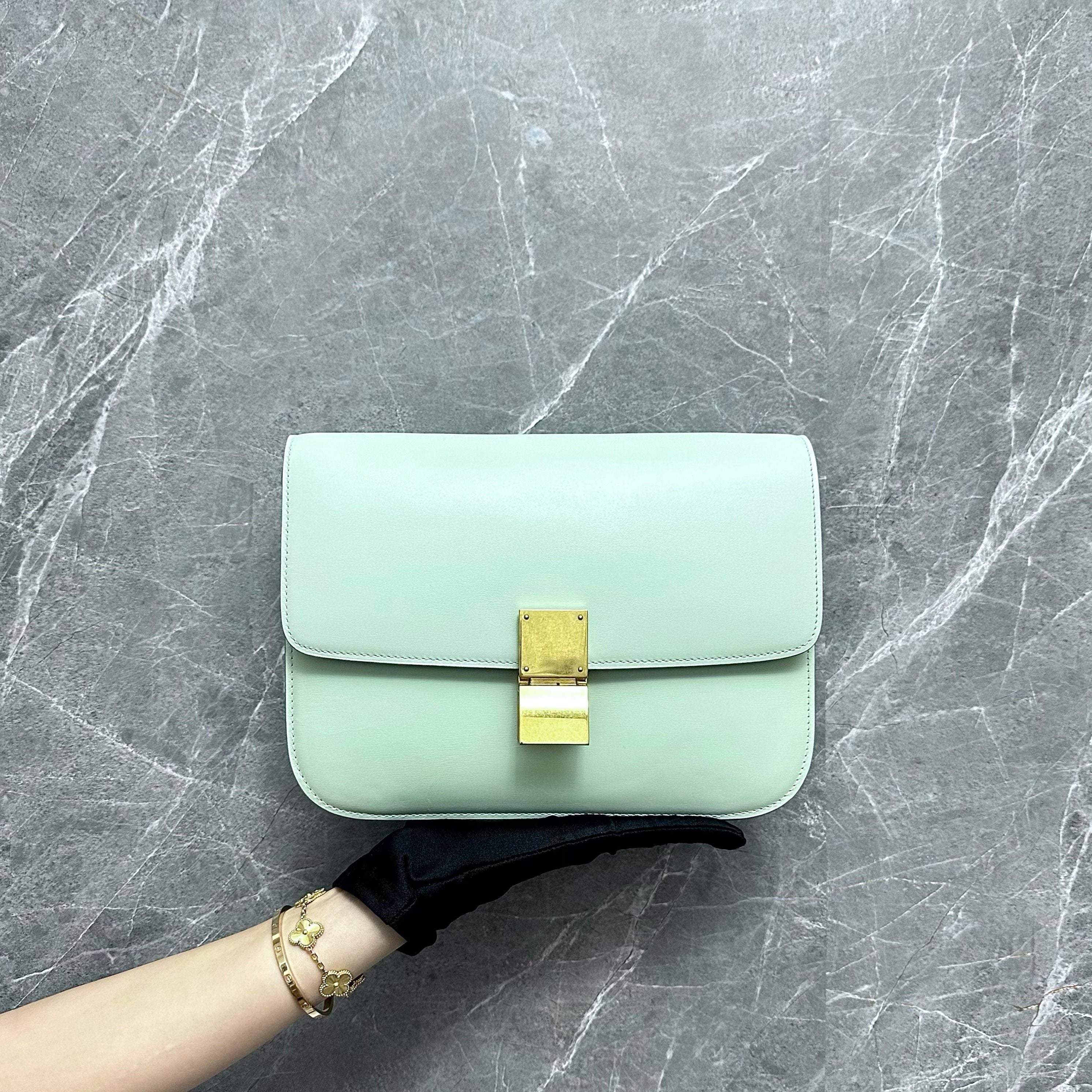 Celine Classic Box Smooth Calfskin Mint Green GHW - Luxury Evermore