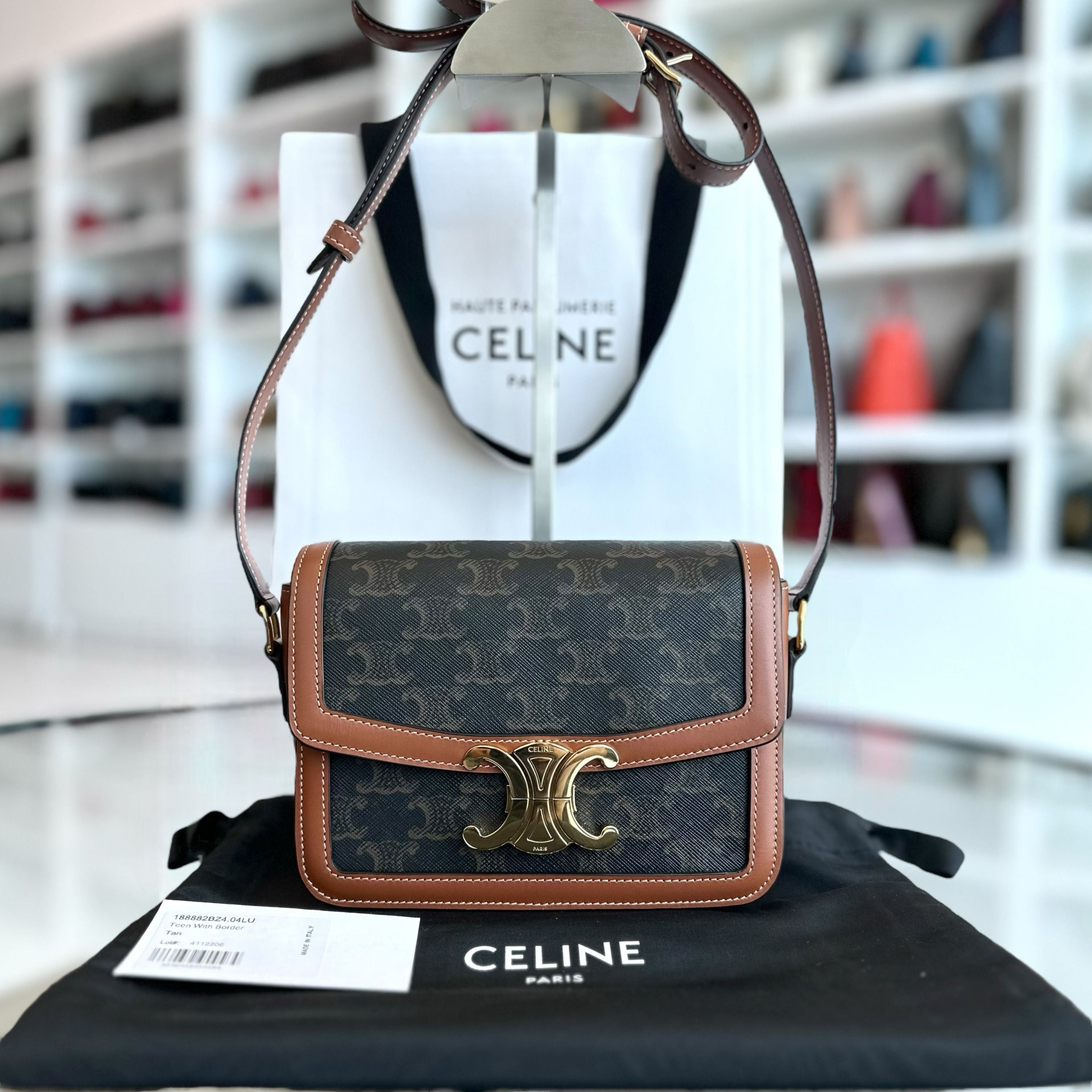 Celine Teen Triomphe in Triomphe Canvas Crossbody Bag - Luxury Evermore