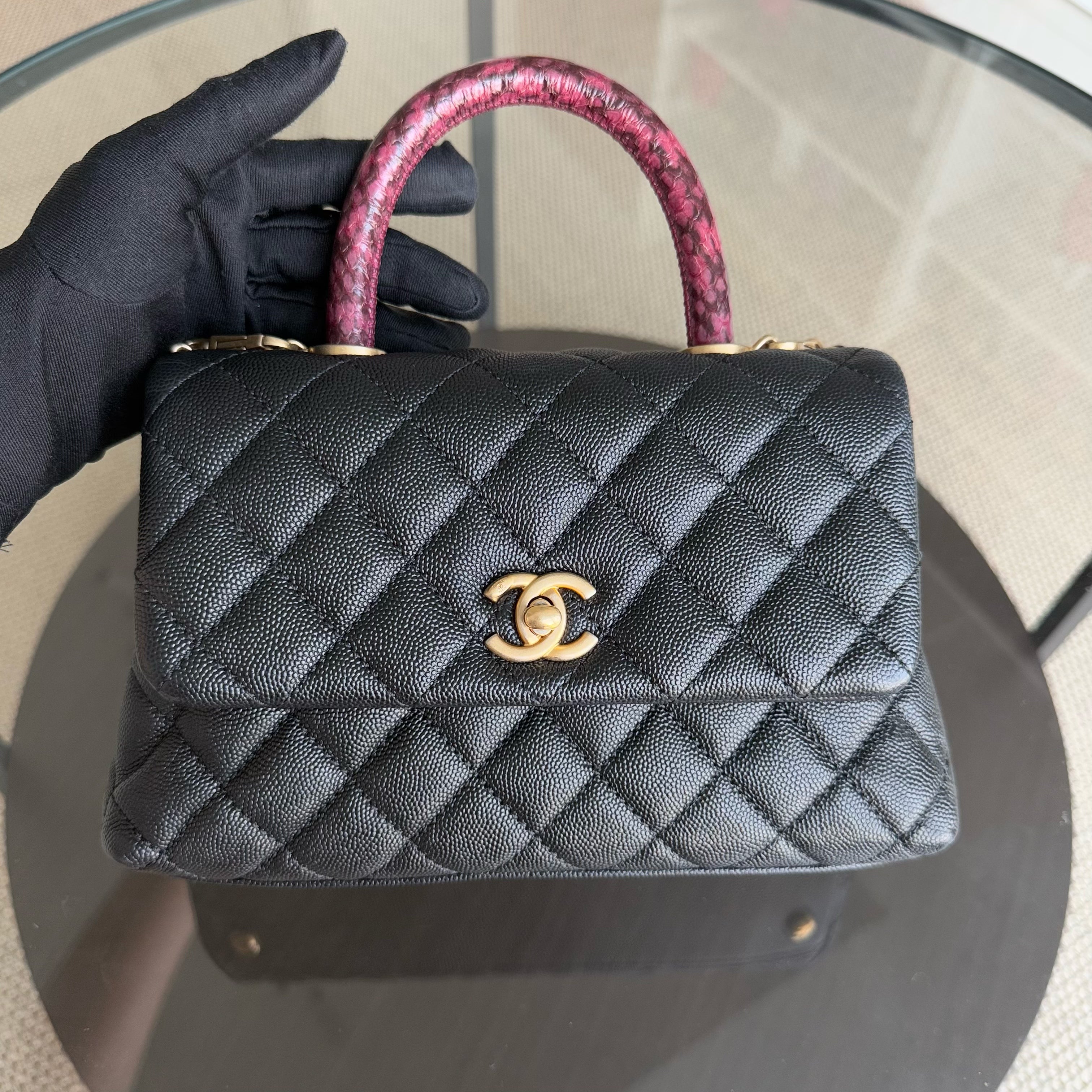 Chanel Coco Handle Small - Caviar Quilted Exotic Handle Black Gold Hardware Series 26