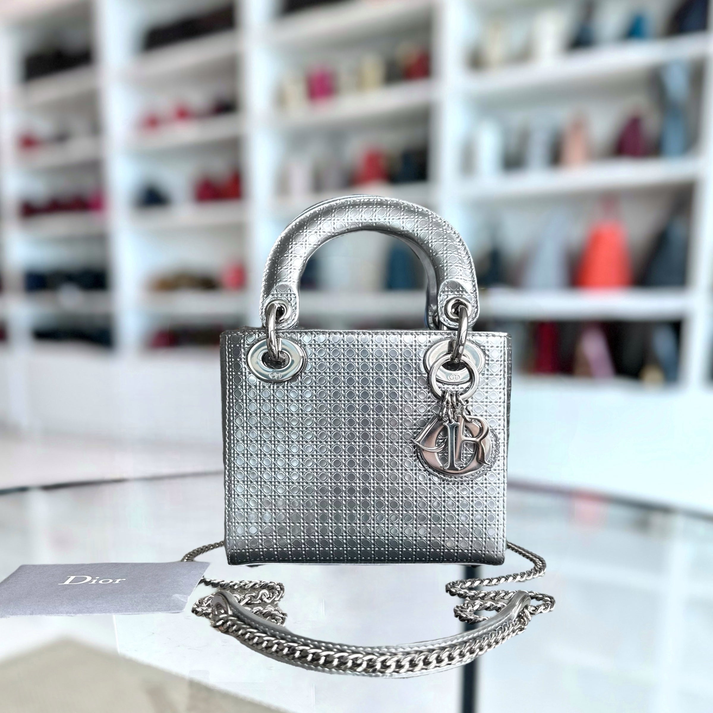 *Chain Strap* Dior Lady Mini Micro-Cannage
Silver Limited Edition SHW - Luxury Evermore