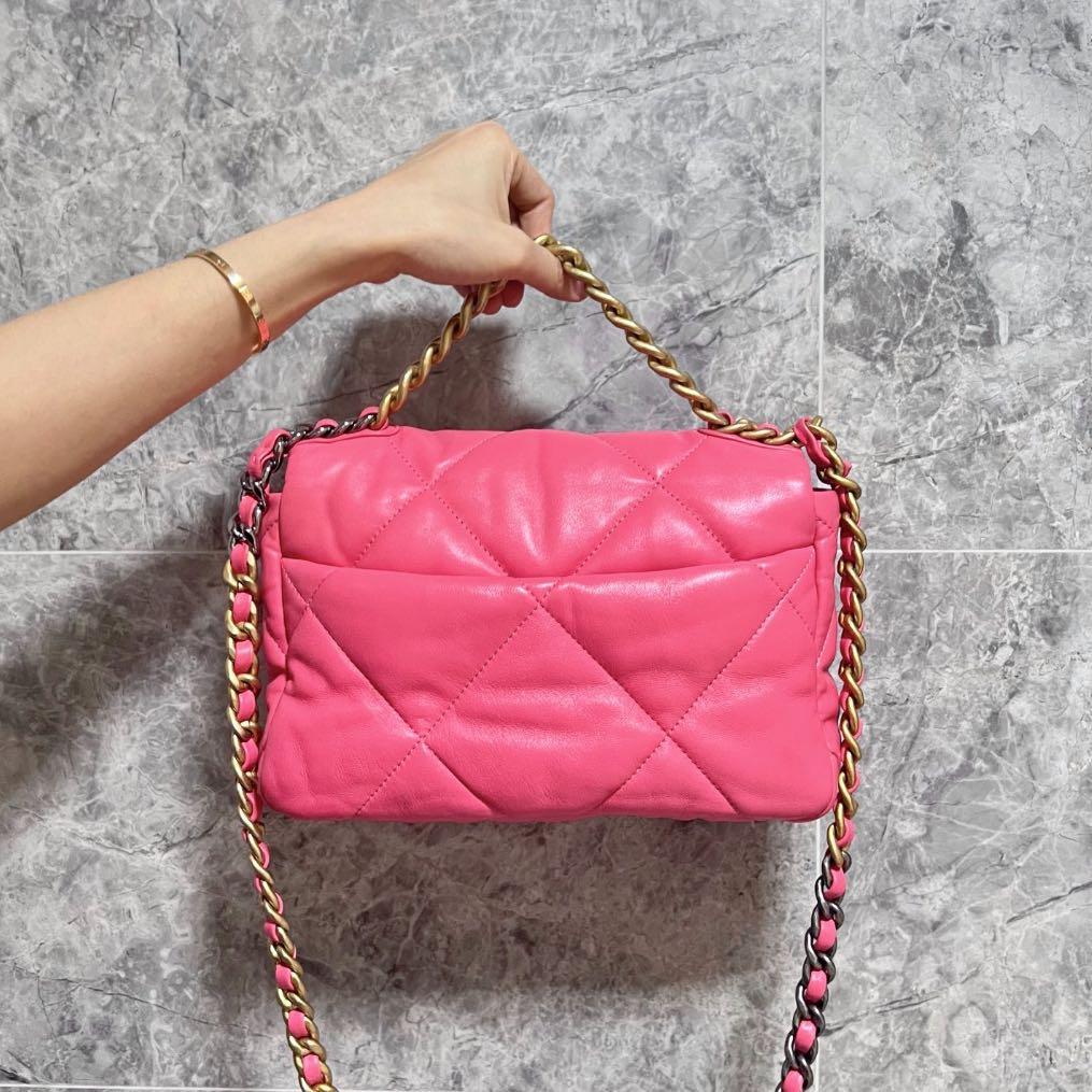 Chanel 19 Small Lambskin Pink GHW No 30 - Luxury Evermore