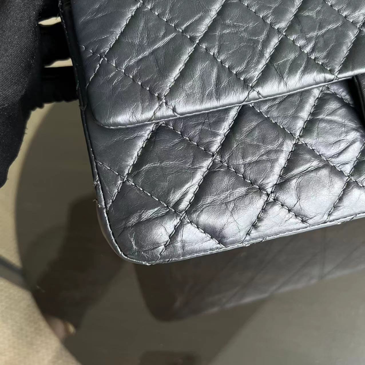 Chanel 2.55 226 Reissue Quilted Calfskin Grey Gray Silver Hardware Series 16 - Luxury Evermore