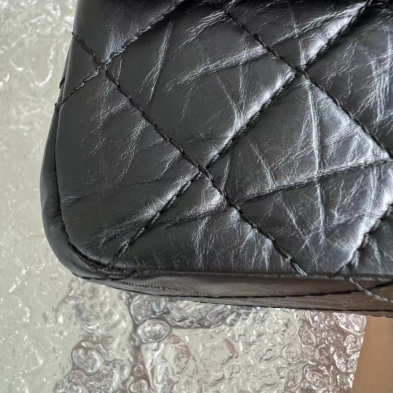 Chanel 2.55 227 31CM Quilted Calfskin Black Ruthenium Silver Hardware Series 14 - Luxury Evermore