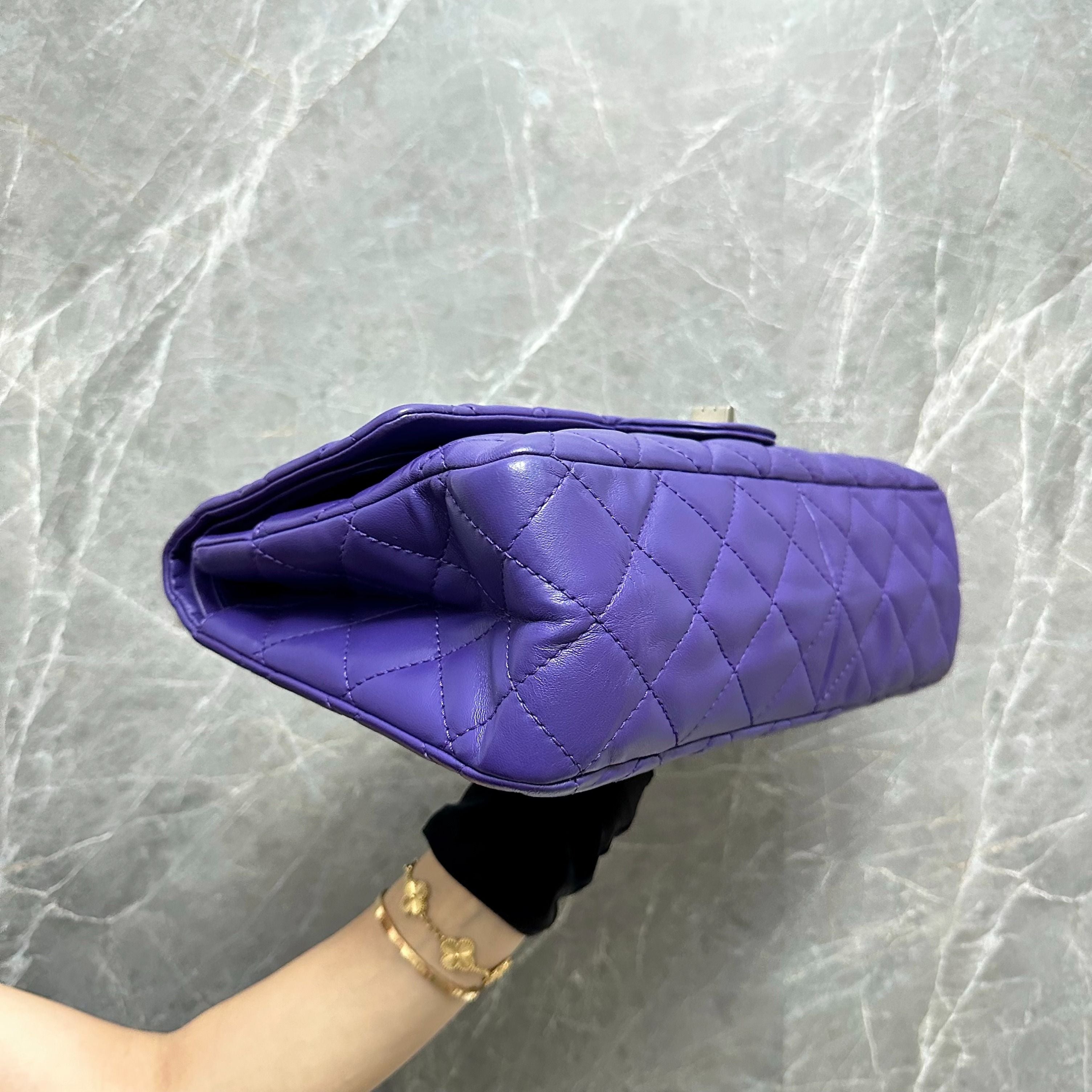 Chanel 2.55 227 Maxi 31CM Lambskin Purple Violet SHW No 14 - Luxury Evermore