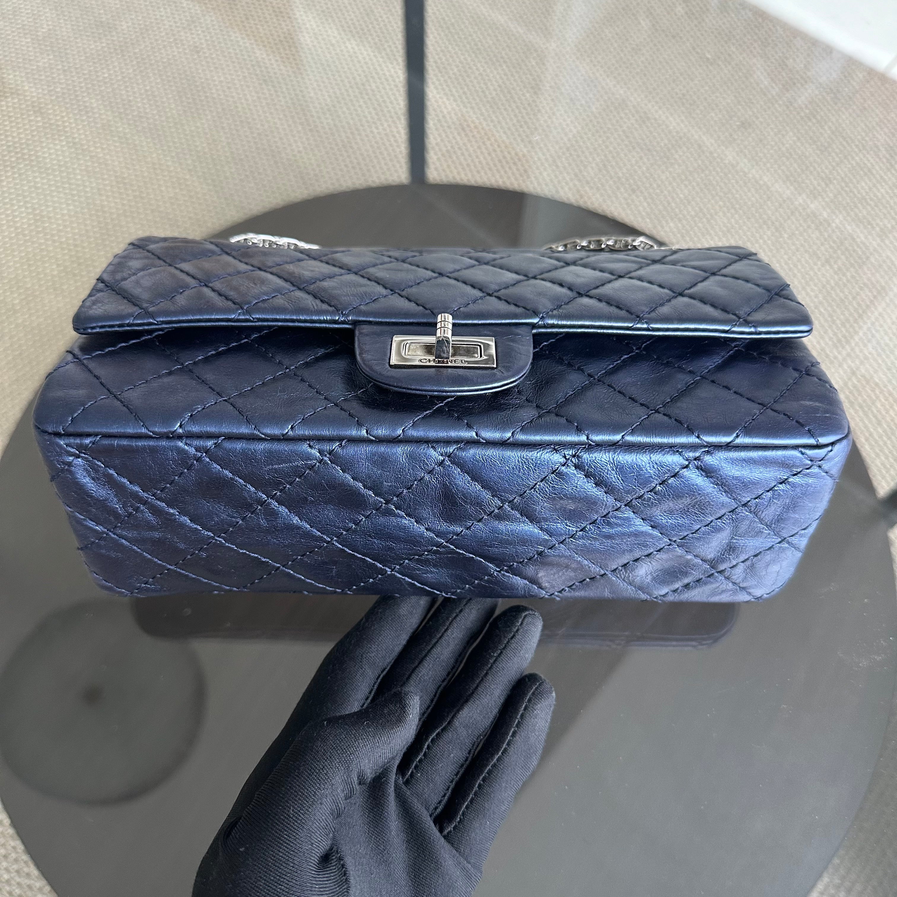 Chanel 2.55 Medium 225 Reissue Calfskin Iridescent Blue SHW No 11 - Luxury Evermore