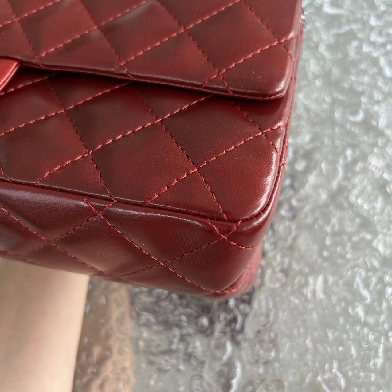 Chanel 2.55 Reissue 226 Medium Quilted Glazed Calfskin Burgundy Silver Hardware Series 13 - Luxury Evermore