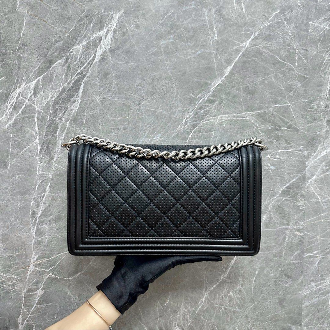 Chanel Boy Medium Lambskin Black SHW - Luxury Evermore