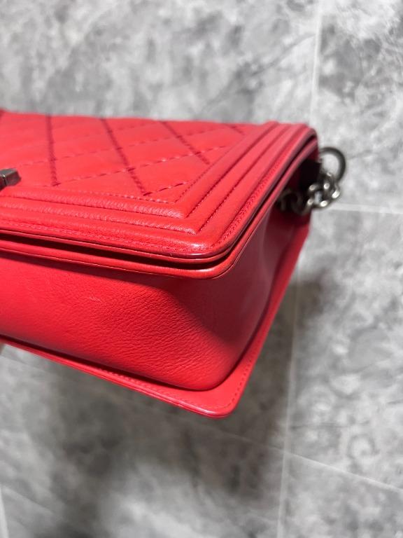 Chanel Boy Medium Red Lambskin - Luxury Evermore