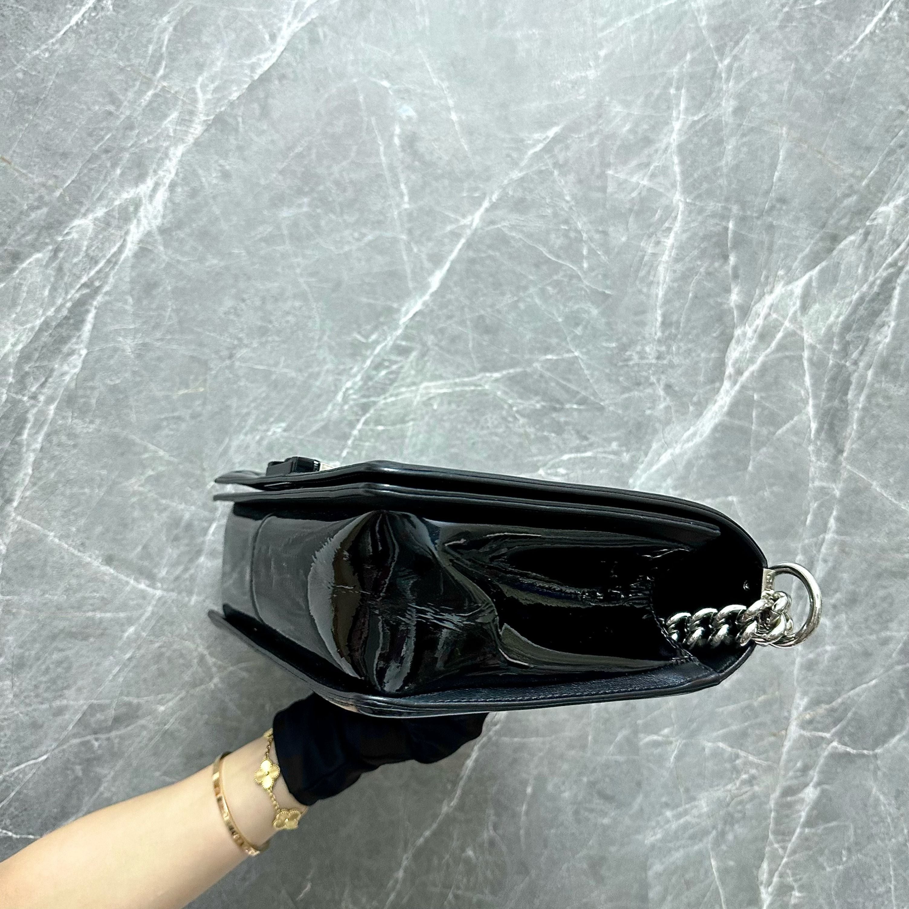 Chanel Boy New Medium 28cm Patent Leather Black No 20 - Luxury Evermore