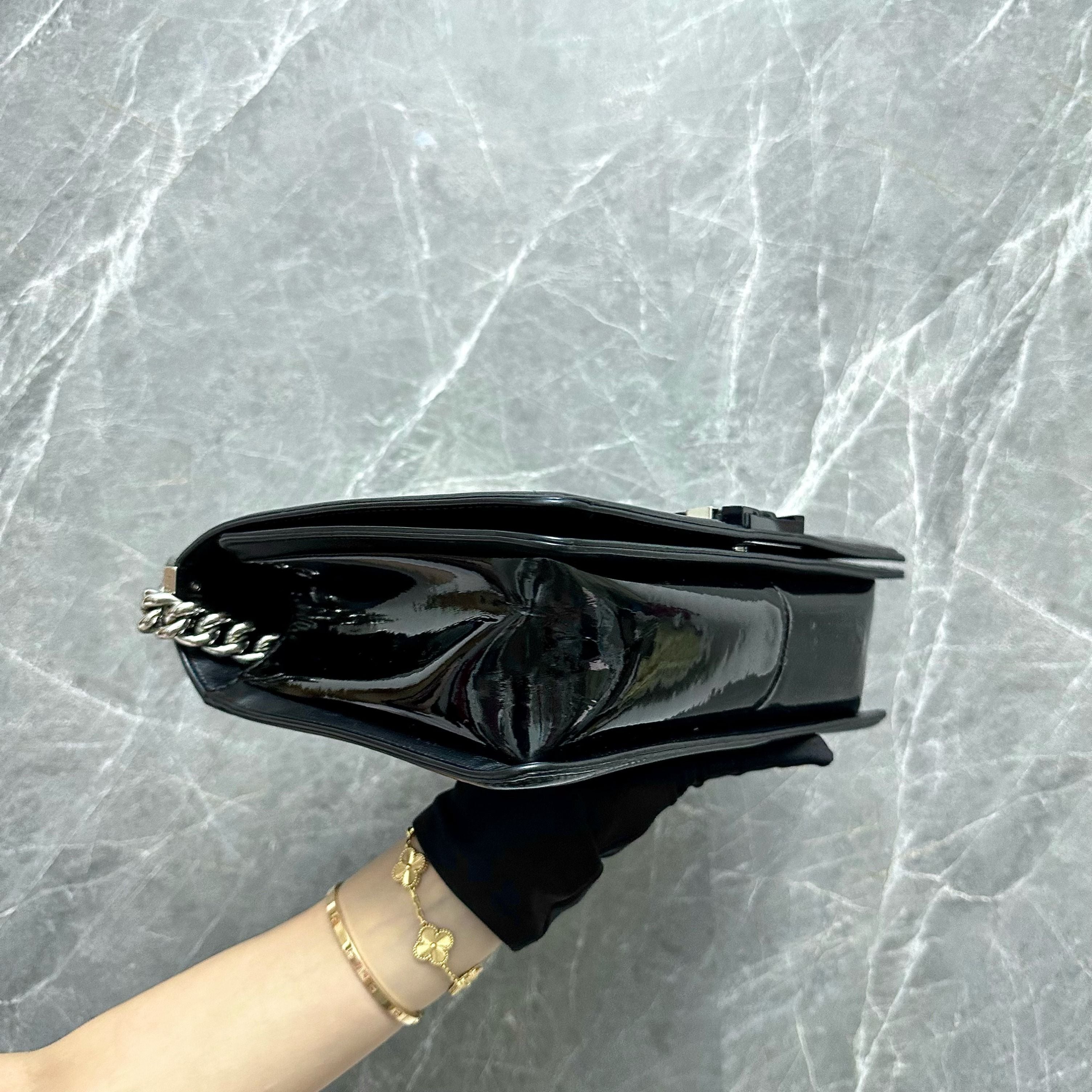 Chanel Boy New Medium 28cm Patent Leather Black No 20 - Luxury Evermore