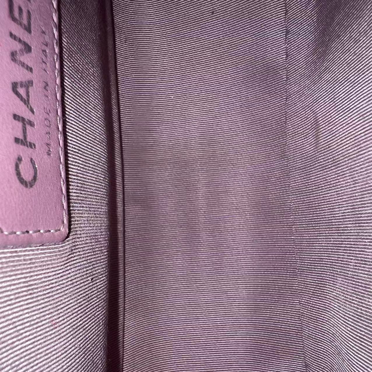 Chanel Boy Old Medium 25CM Chevron Calfskin Iridescent Pink Light Golden Hardware Series 25 - Luxury Evermore