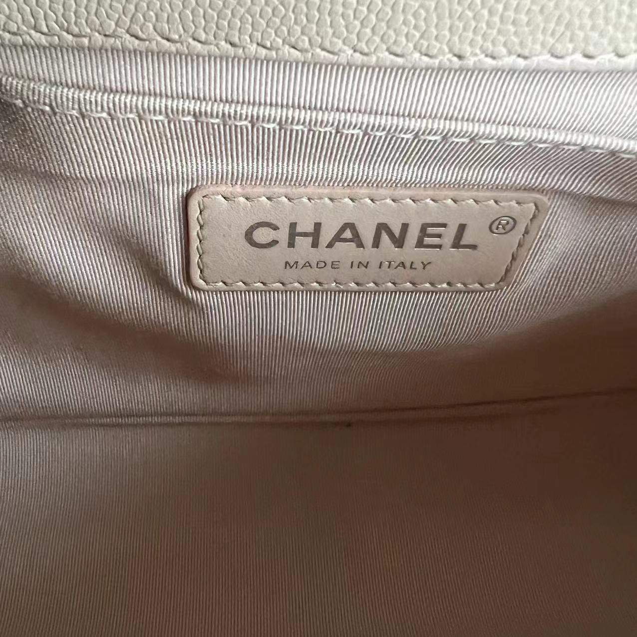 Chanel Boy Old Medium 25CM Chevron Light Pink Nude Leboy Silver Hardware Series 24 - Luxury Evermore