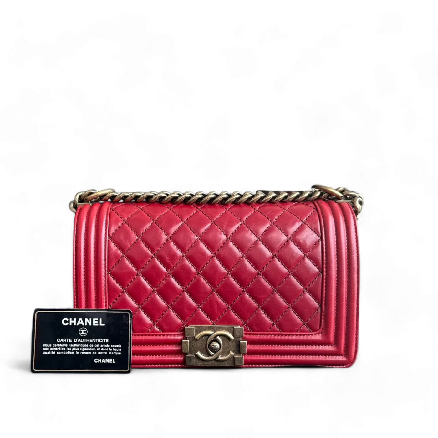 Chanel Boy Medium - 25CM Glazed Calfskin with Antique GHW No 17