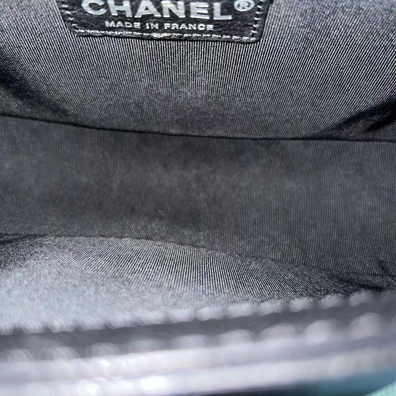 Chanel Boy Old Medium 25CM Paris-Dallas Metal Edge Grained Calfskin Black Silver Hardware Series 19 - Luxury Evermore