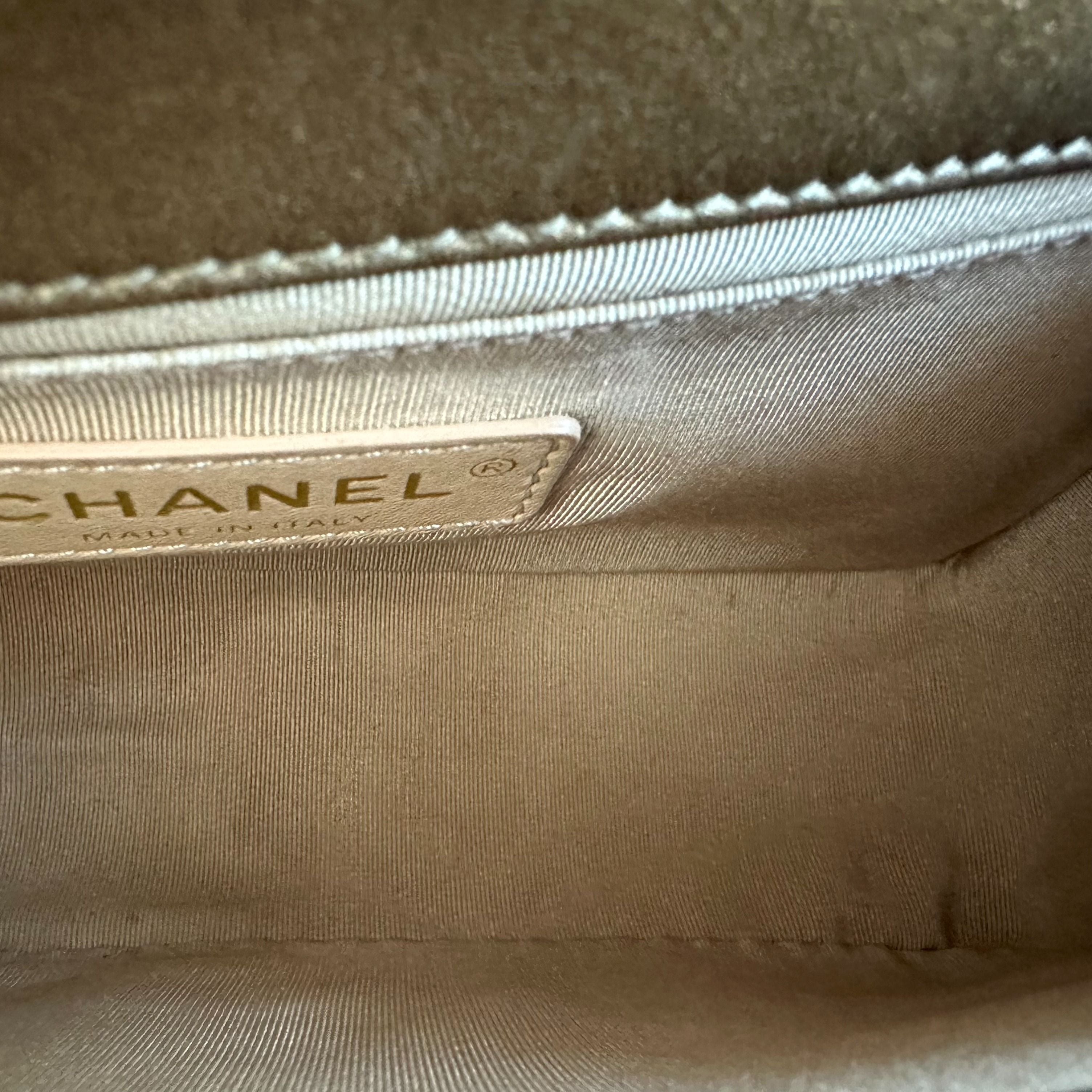 Chanel Boy Old Medium 25CM Quilted Lambskin Bronze GHW No 16 - Luxury Evermore