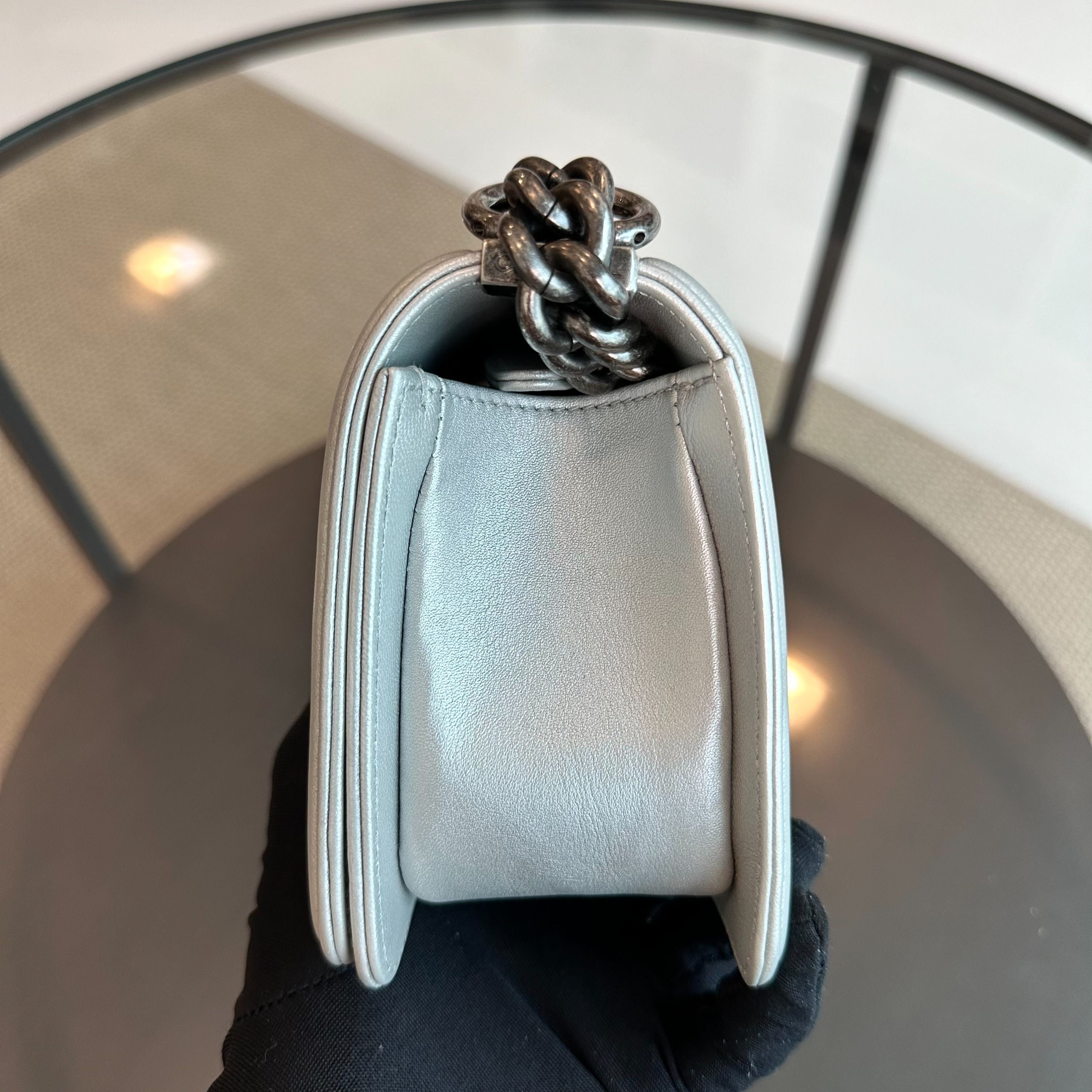 Chanel Boy Stingray Small 20CM Silver Gray RSHW No 23 - Luxury Evermore