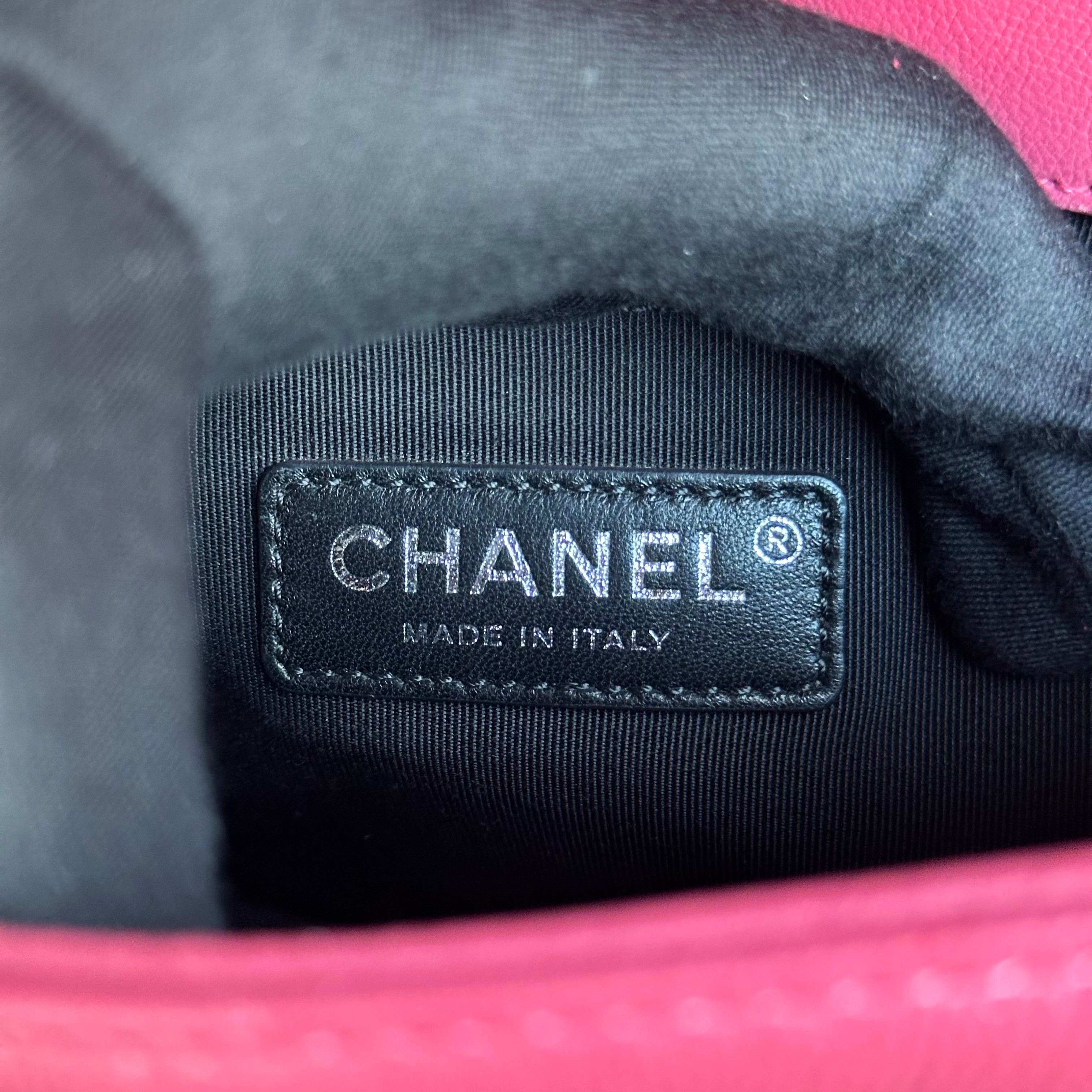 Chanel Calfskin Boy Old Medium 25CM Quilted Grained Calfskin Leboy Pink RSHW No 17 - Luxury Evermore