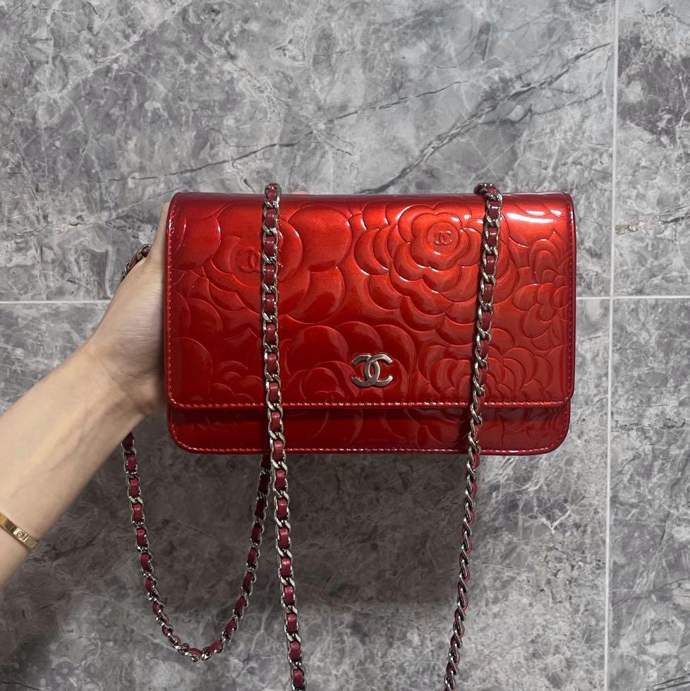 Chanel Camellia Wallet On Chain WOC Red No 14 - Luxury Evermore