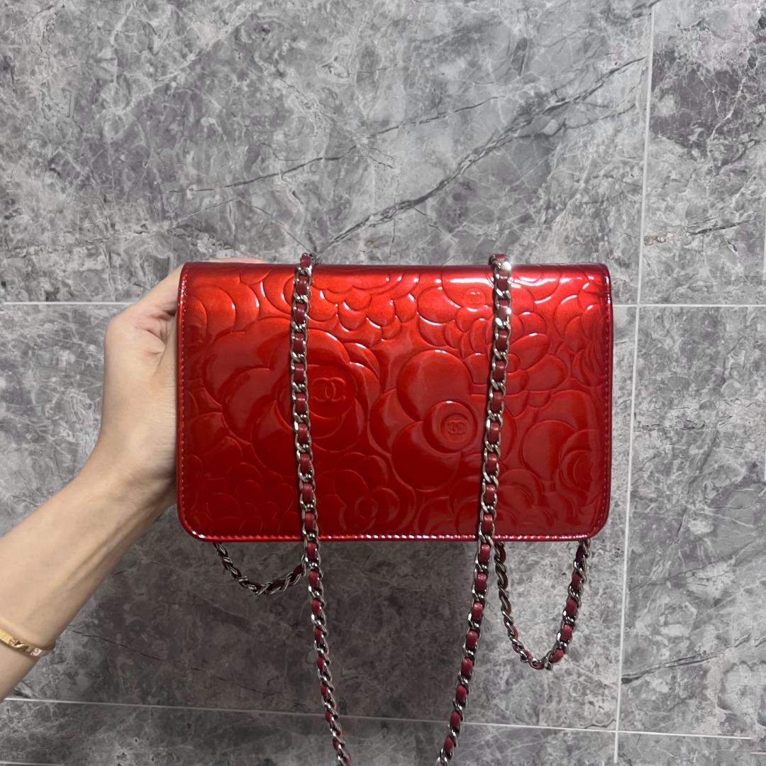 Chanel Camellia Wallet On Chain WOC Red No 14 - Luxury Evermore